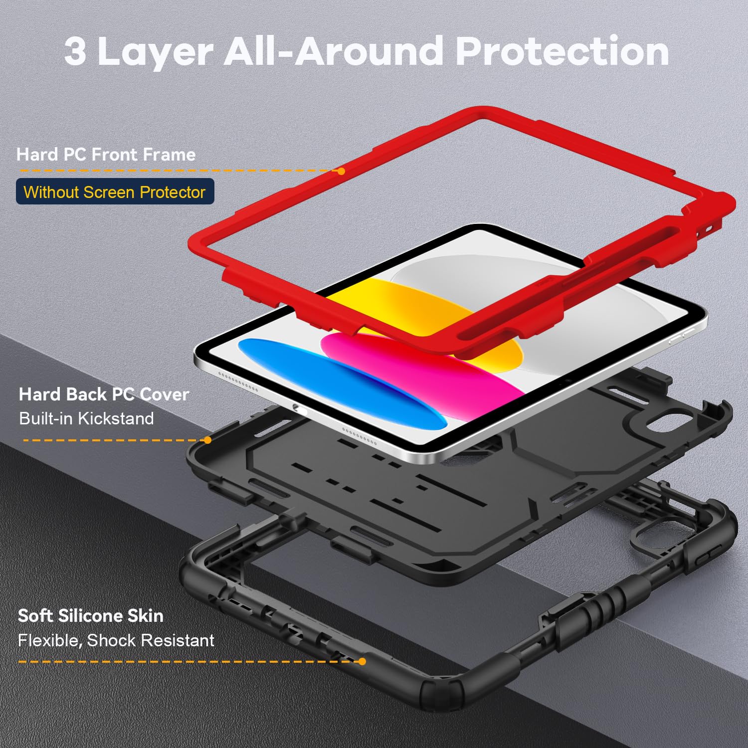 OKP Case for iPad 9th/ 8th/ 7th Generation (2021/2020/2019), Heavy Duty 10.2 inch iPad Shockproof Rugged Protective Cover with Built-in Stand, Hard iPad 9 8 7 Gen Cases for Kids Girls Boys, Black
