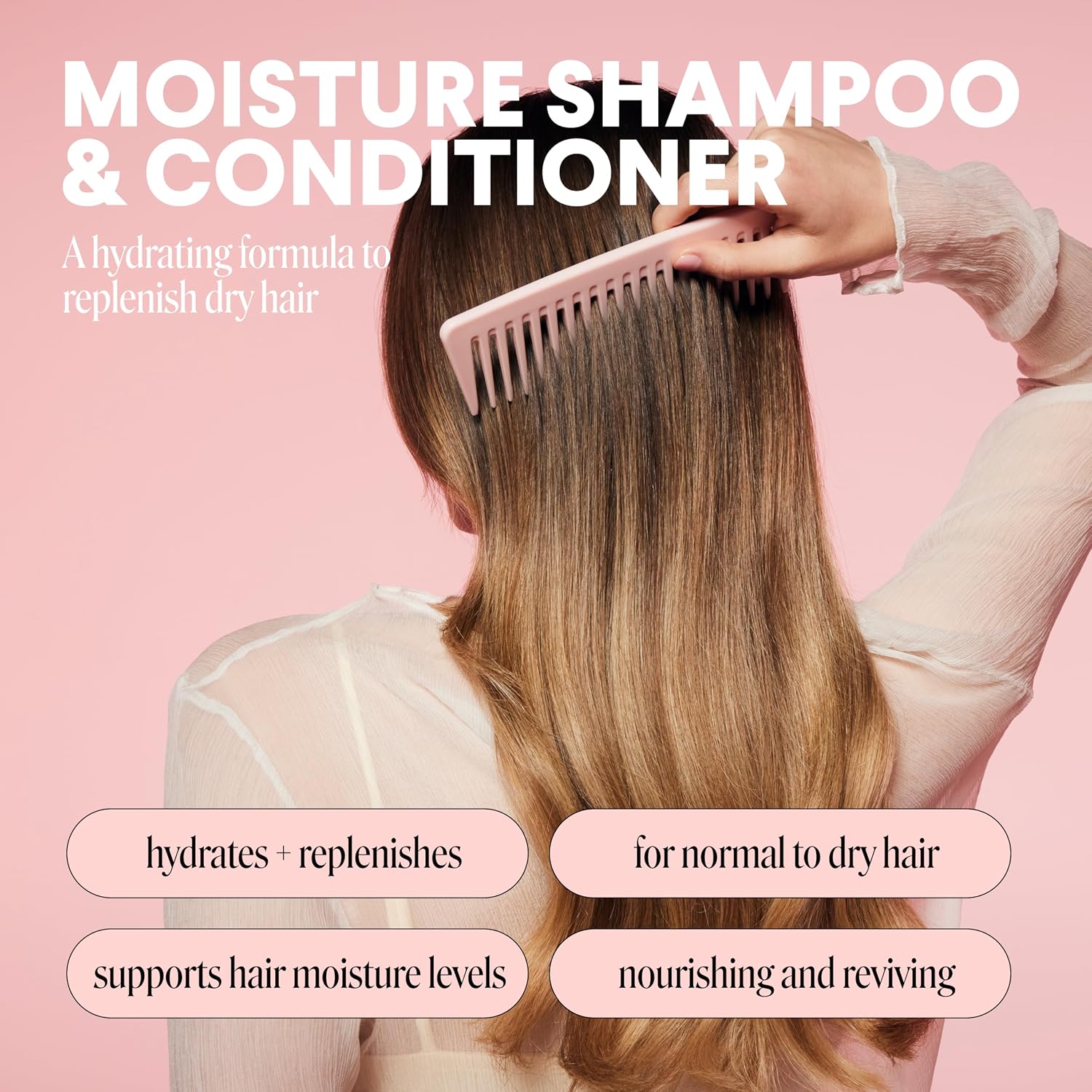 MONDAY HAIRCARE Moisture Shampoo + Conditioner Bathroom Set (2 Count) 27 oz Each for Dry, Coarse, Stressed, Frizzy Hair, Made with Coconut Oil, Rice Protein, Shea Butter and Vitamin E