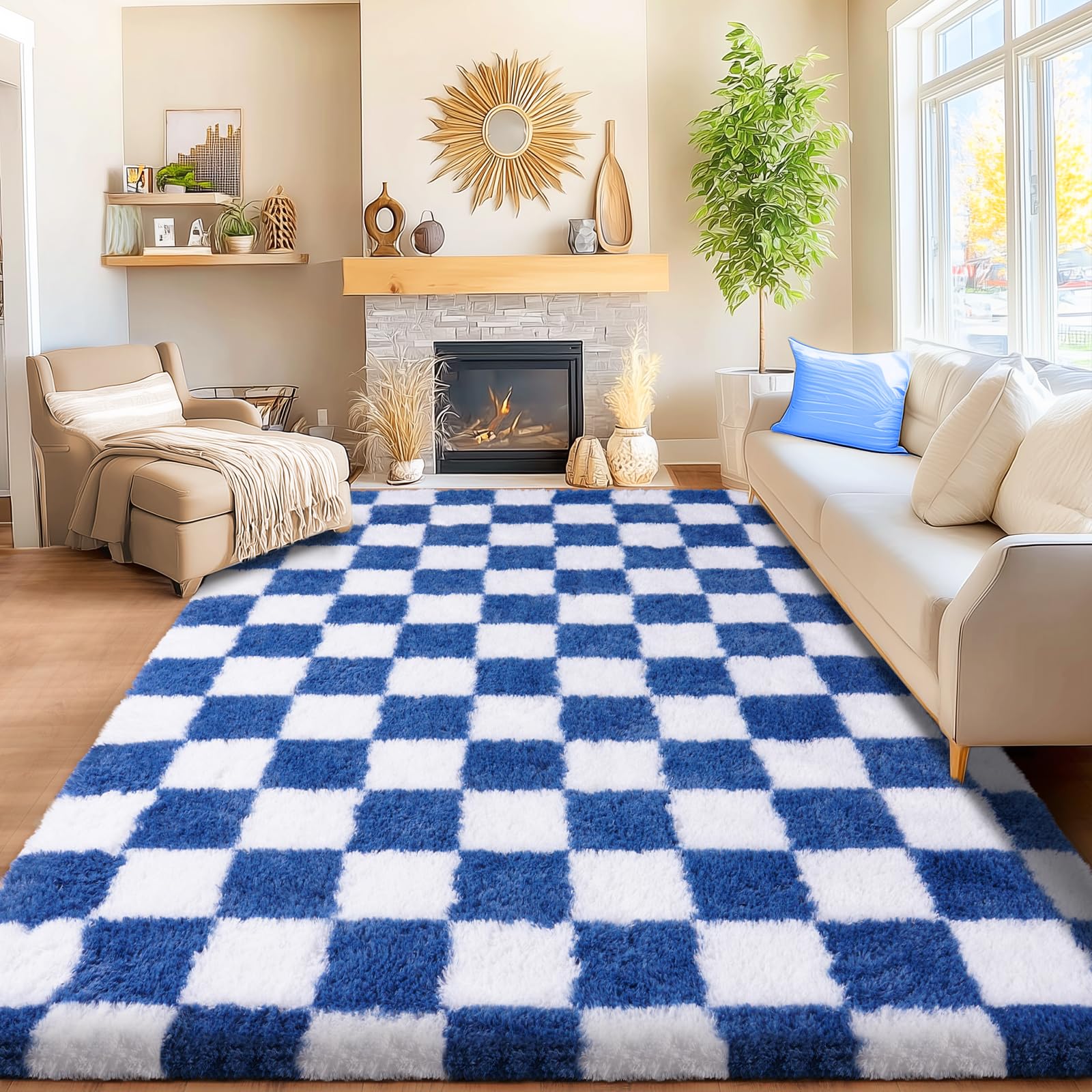 Awaytail Fluffy Rug Washable 2x3 Feet, Pure Black Desk Chair Rug Non-Slip, Super Soft Kids Rug for Boys Nursery Dorm Decor