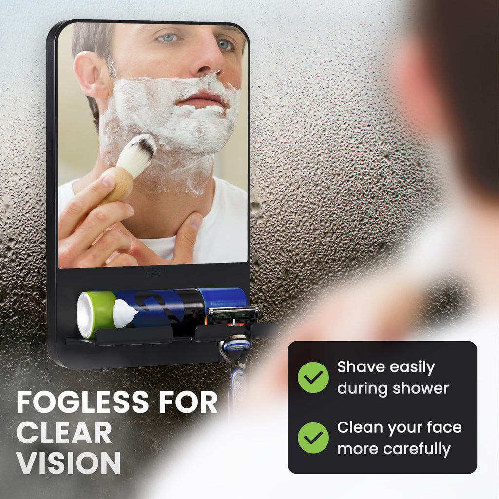 TAILI Shower Mirror Fogless for Shaving | Shower Mirror Fogless, Shaving Mirrors, Suction Cup, Removable & Reusable, Razor Holder Storage, Bathroom Accessories K9