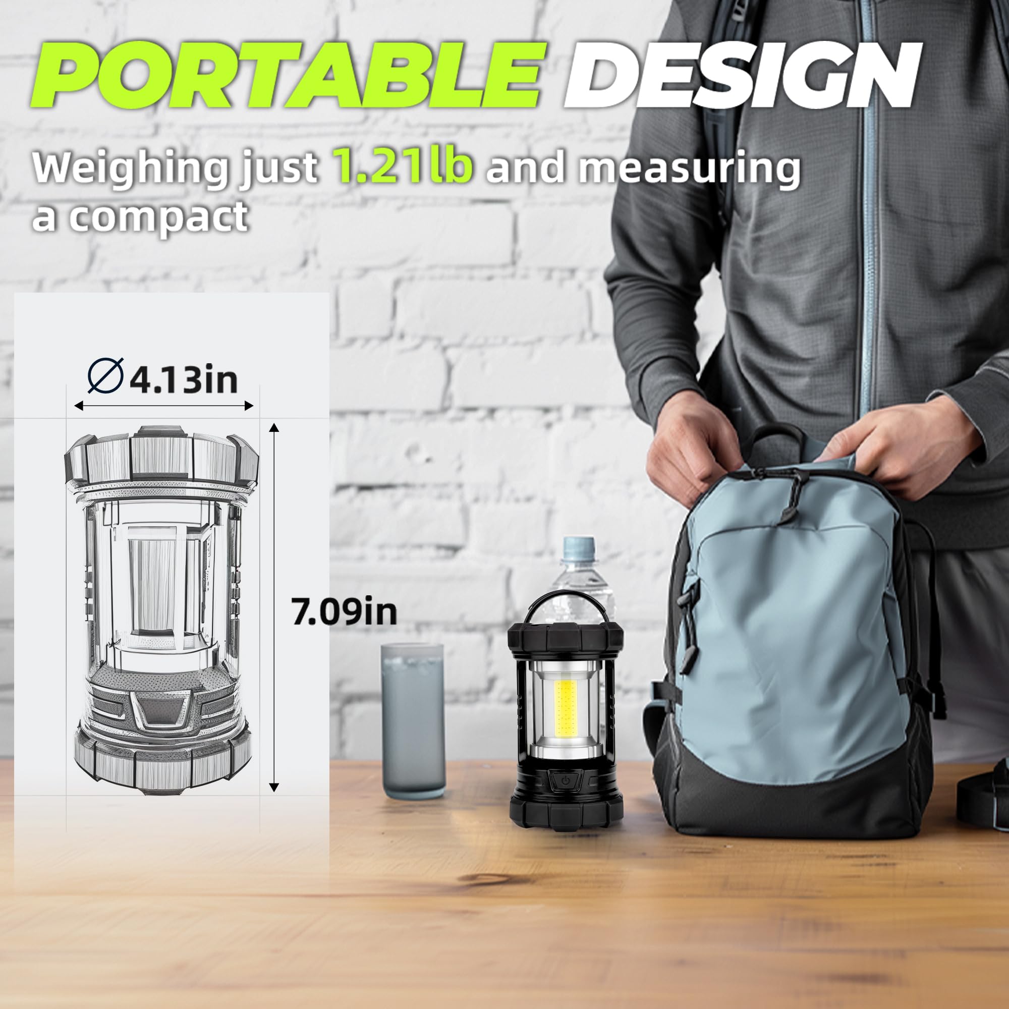Favourlite Rechargeable Camping Lantern, 3000LM 360° LED Light for Power Outages, 4400mAh with USB-C Emergency Phone Charging, 5 Modes, Water-Resistant Tent Light with Hanging Hooks