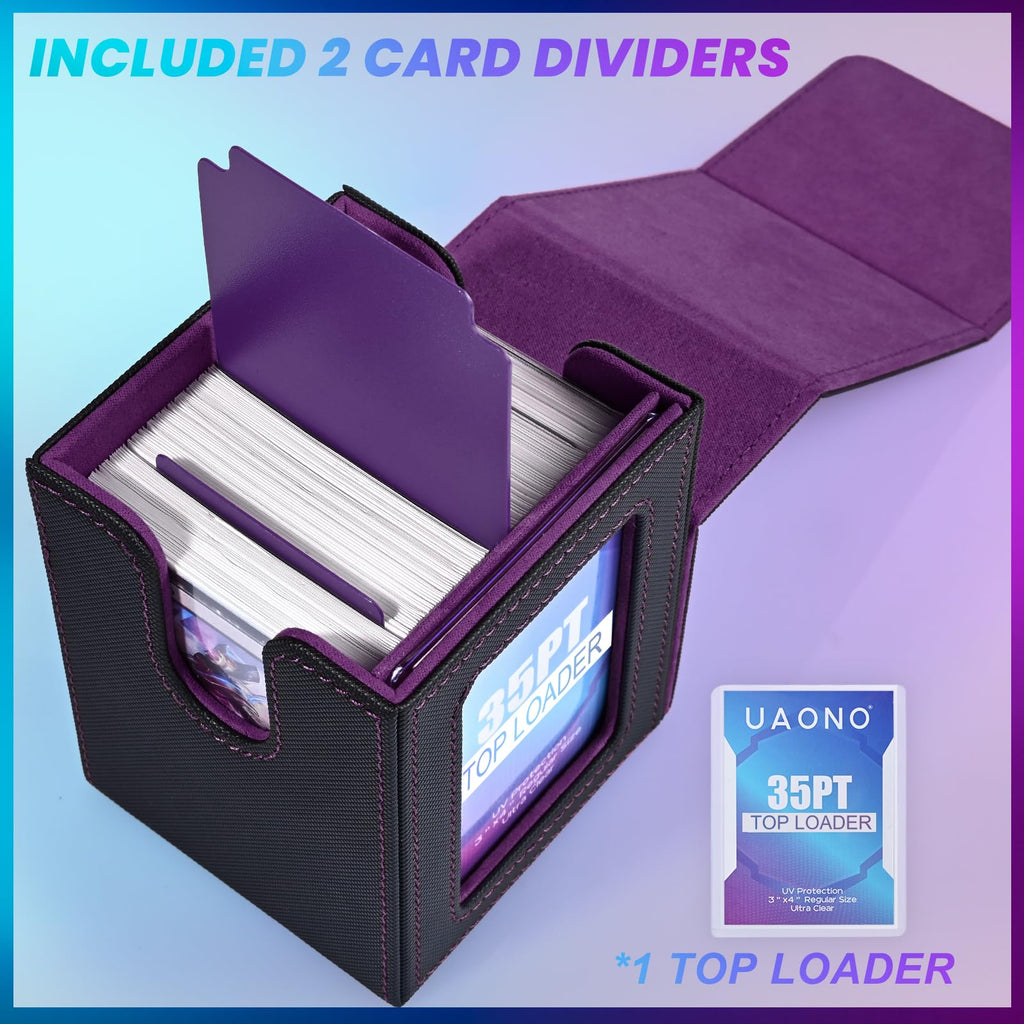 UAONO 4 Pack MTG Commander Deck Box, Independent Commander Display, Fits 400 Double-Sleeved Cards, Magnetic Deck Case for Magic the Gathering TCG, 8 Dividers & 4 Top Loaders (4 Color)