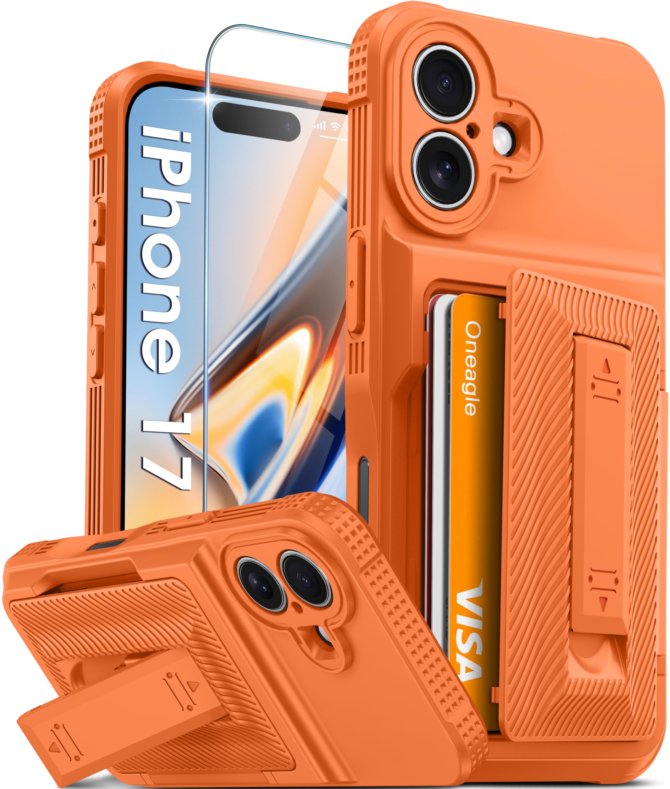 Oneagle Wallet for iPhone 16 Pro Max Case with Card Holder (4-5 Cards) [RFID Blocking] [Privacy Screen Protector] Full Camera Protection & Kickstand, 15FT Shockproof Phone Case for iPhone 16 Pro Max