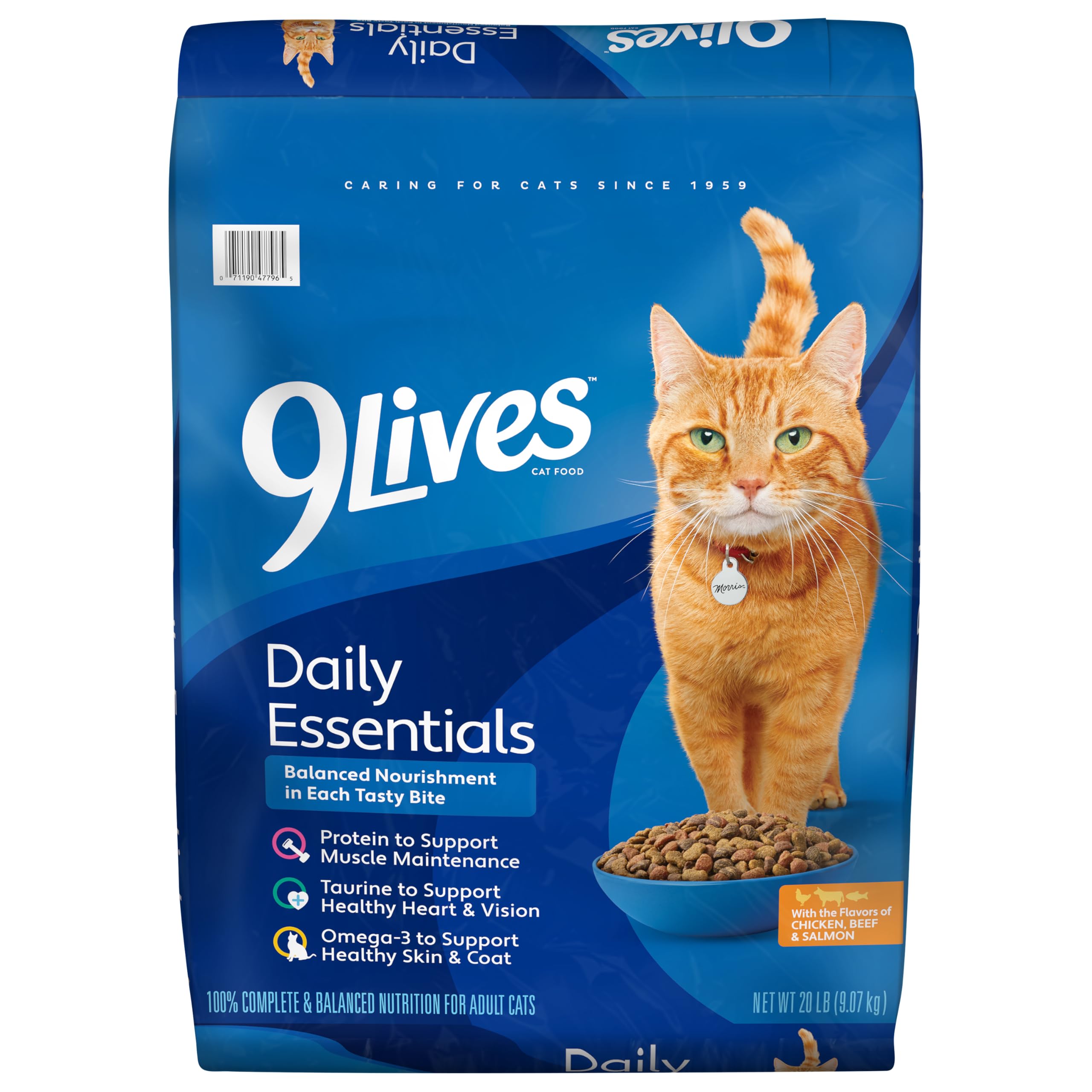 9Lives Daily Essentials Dry Cat Food for Adult Cats with Chicken, Beef & Salmon Flavors, 3.15 lb. Bag (Pack of 4)