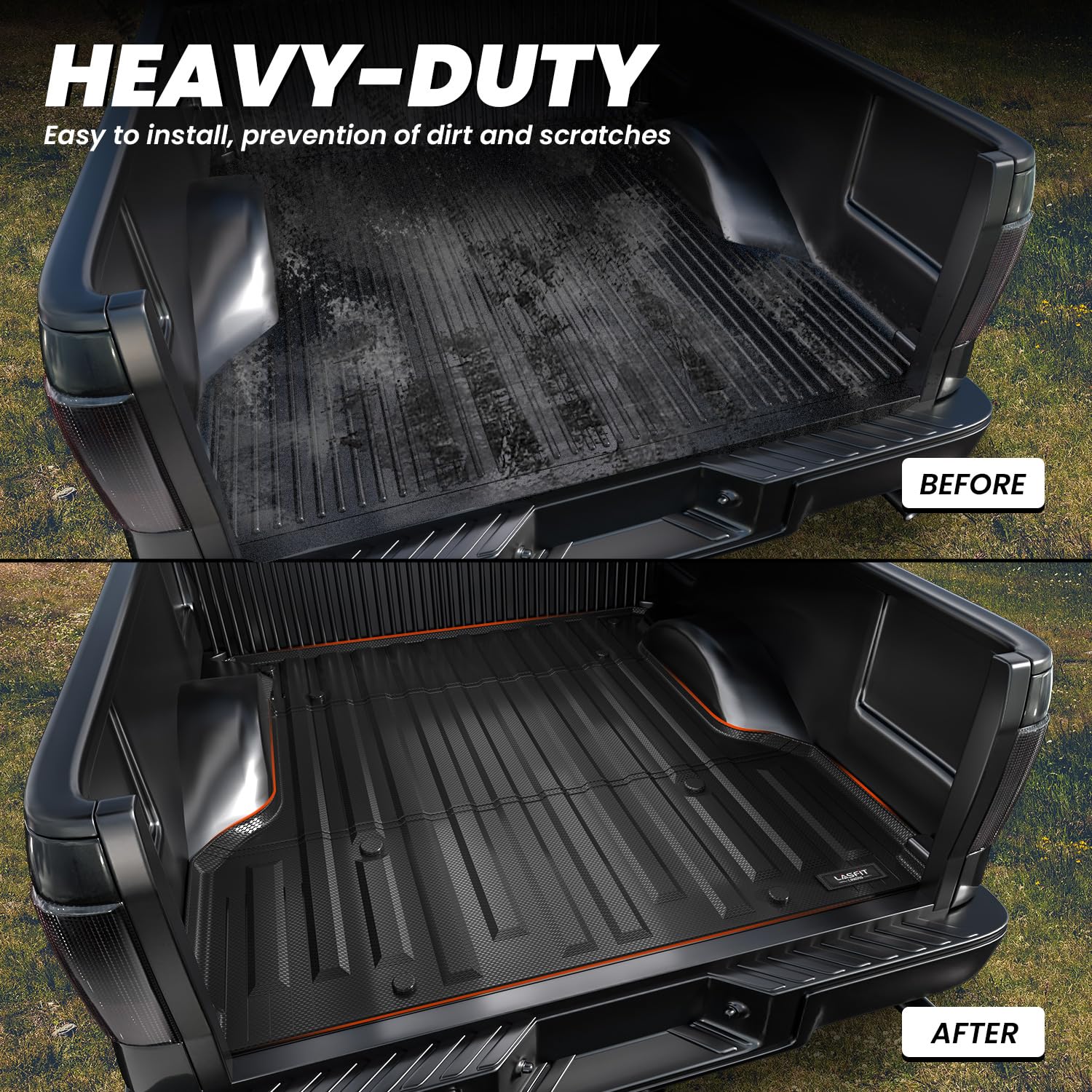 LASFIT Truck Bed Mat for 2009-2016 Ford F250 F350 F450 6.75ft Super Duty 81.9'' Bed Liner(Not fit with Drop-in Bed Liner), TPE 100% All Weather Car Bed Mat for F-250 F-350 F-450,1PCS Black