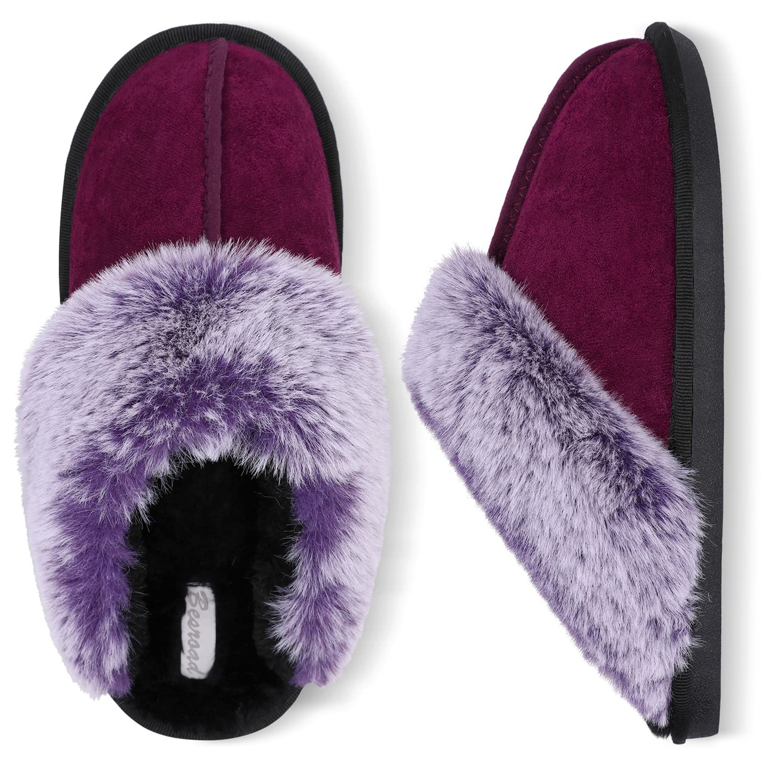 Besroad Winter Fuzzy House Slippers Sandals Plush Faux Fur Fluffy Flats Slippers Warm Slide Shoes for Women