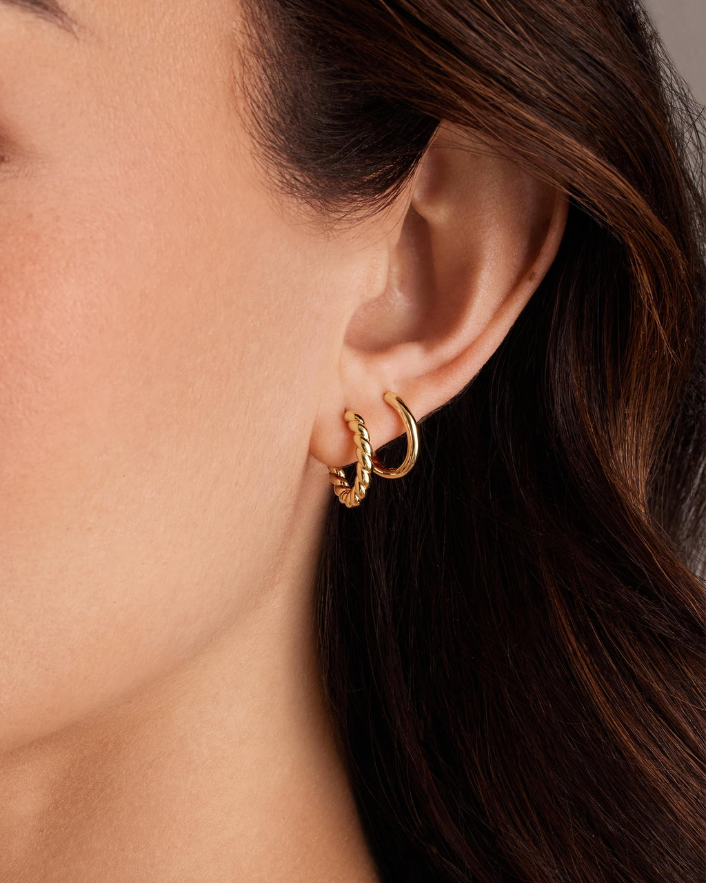PAVOI Gold Hoop Earrings for Women - 14K-18K Yellow Gold Plated 925 Sterling Silver - Hypoallergenic 3-Pair Small Hoop Earings Set with Cubic Zirconia - Rope Teardrop & Chunky Huggie Styles Earscape Piercings