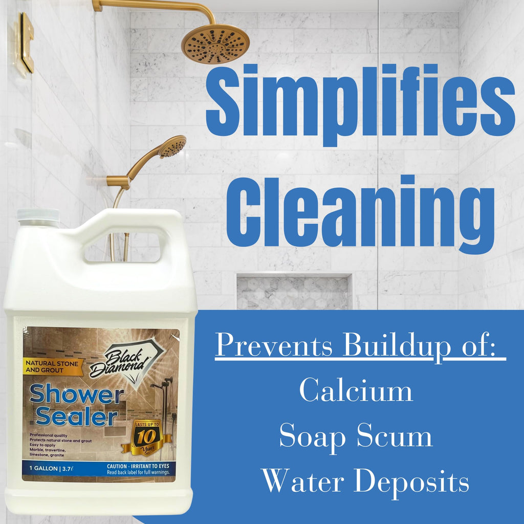 Natural Stone and Grout Penetrating Shower Sealer. Marble, Granite Travertine, Limestone. Protects Making Them Easy to Clean. Works Also on Grout in Tile, Ceramic, and Porcelain. 1-Quart