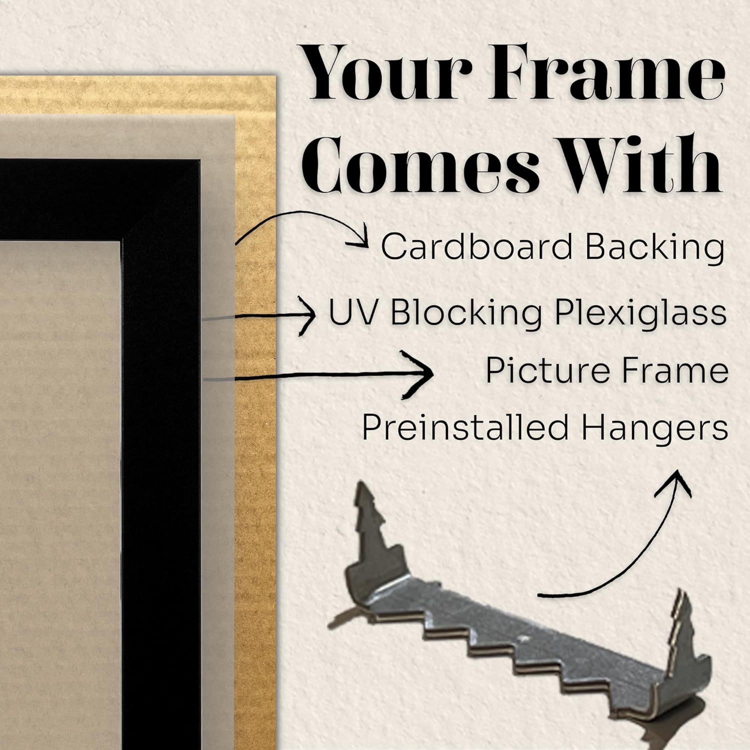 Barnwood Gray A1 Picture Frame .75" Inch Wide - Handmade American Solid Wood Picture Frames with Preinstalled Hangers and UV Blocking Plexiglass Frames