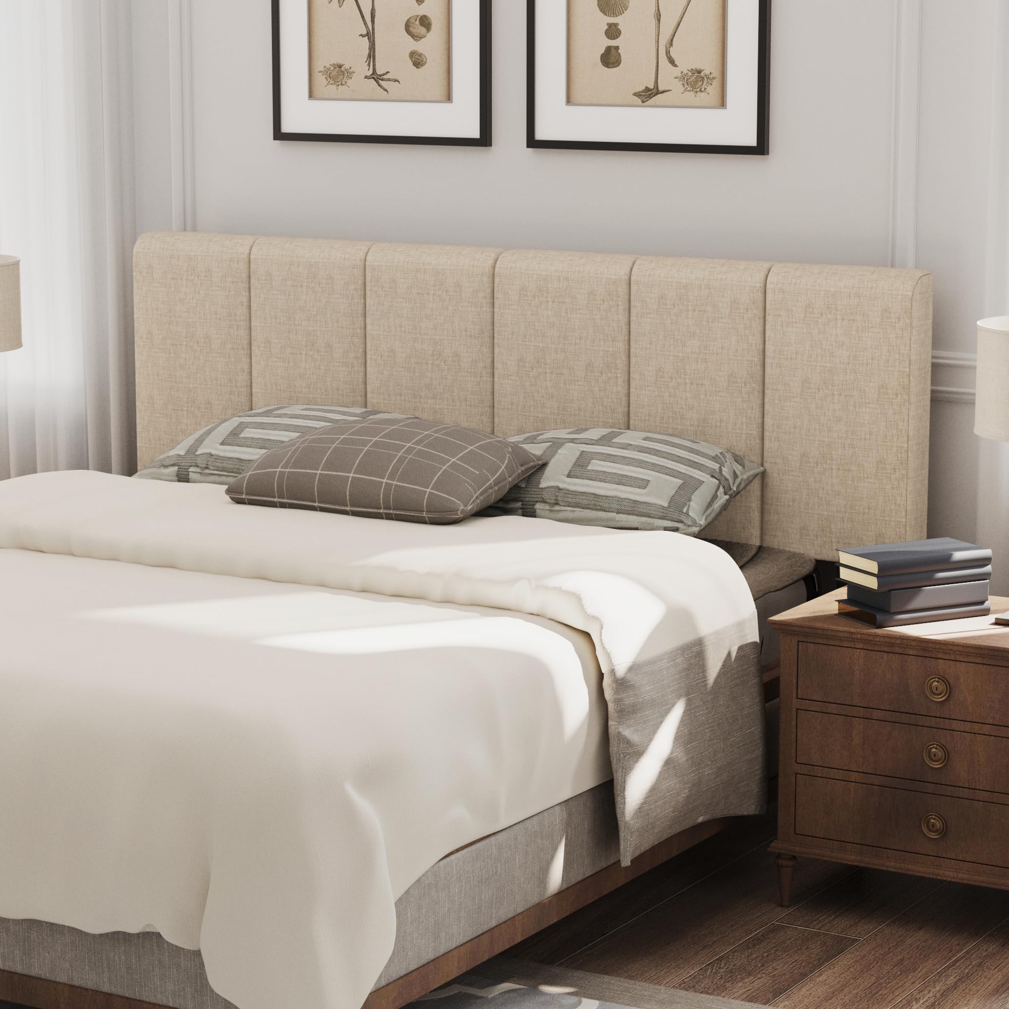 HAOBO Home Upholstered Headboards Foldable Queen/Full Linen Panels with Height Adjustments