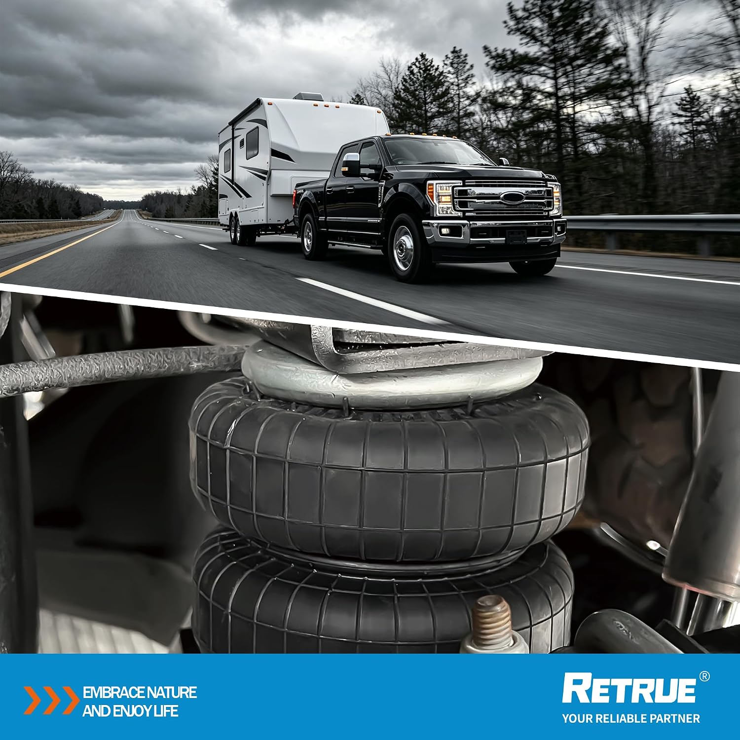 RETRUE Rear Air Bags Suspension Kit for 2015-2026 Ford F150 Truck Towing, 5000 Lbs of Load Leveling Capacity, Replacement for Firestone 2582 Ride Rite Airbags for Trucks Rear Suspension