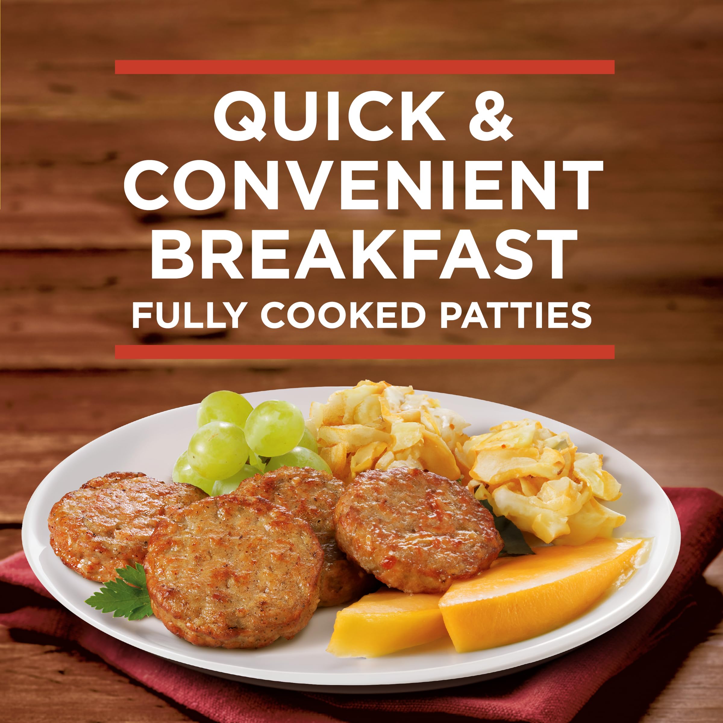 Banquet Brown'N Serve Original Fully Cooked Sausage Patties, Frozen Breakfast, 32 oz.