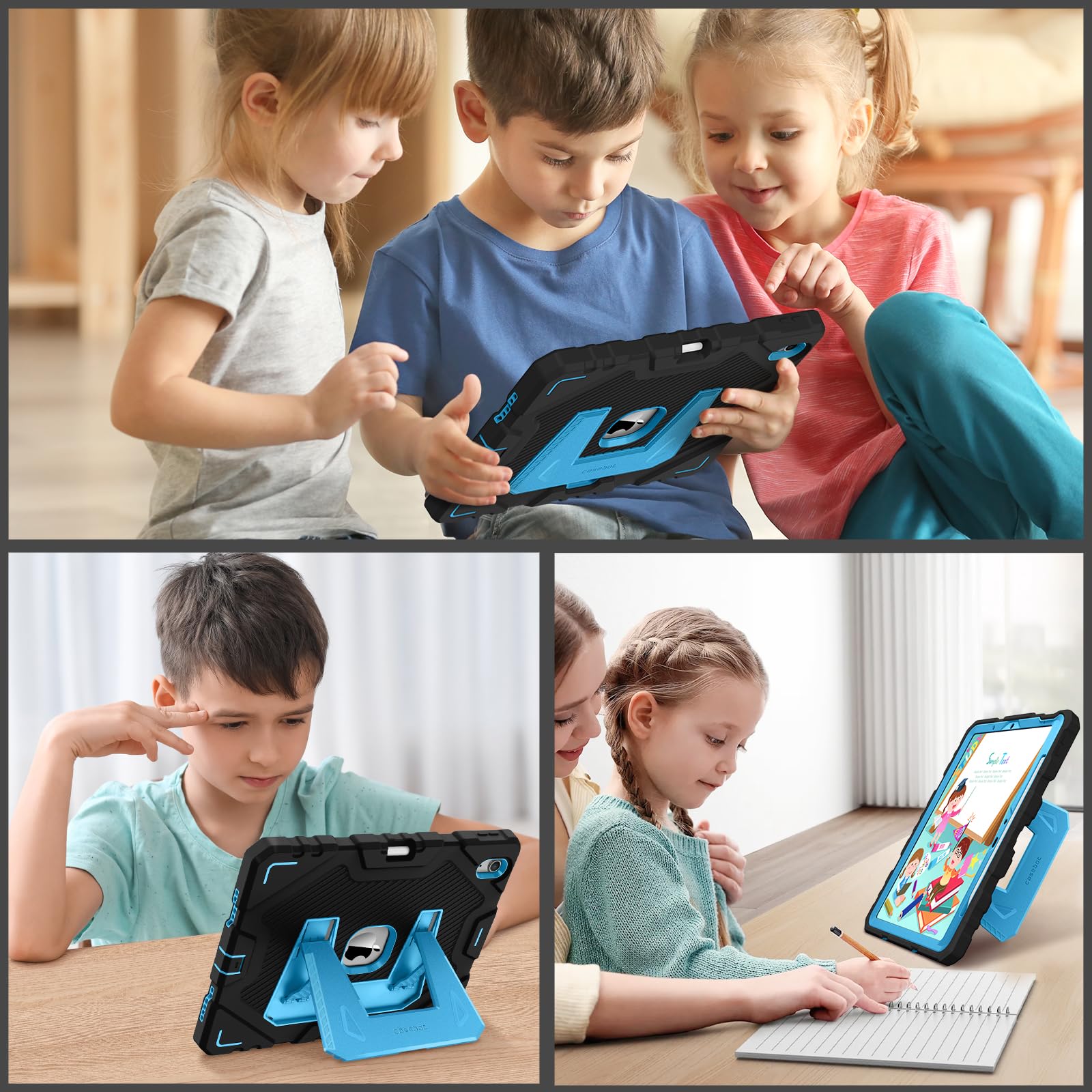 Fintie Case for iPad Air 11-inch M4/M3/M2 (2026/2025/2024), iPad Air 5th / 4th Generation (2022/2020) 10.9 Inch, Fully-Body Rugged Heavy Duty Shockproof Case with Kickstand for Kids, Black