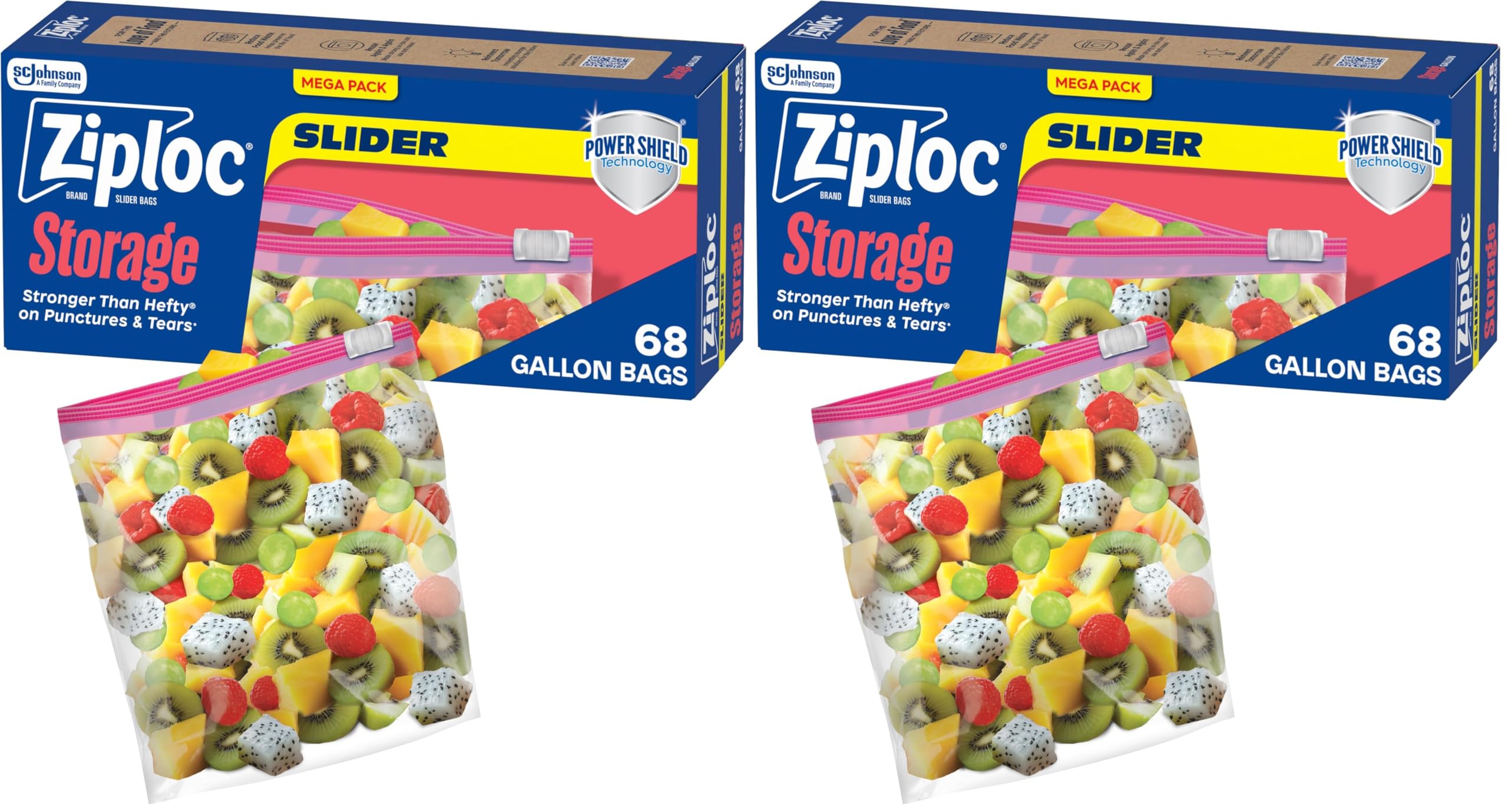 Ziploc 2.5 Gallon Jumbo Storage Slider Bag, Power Shield Technology, 12 count