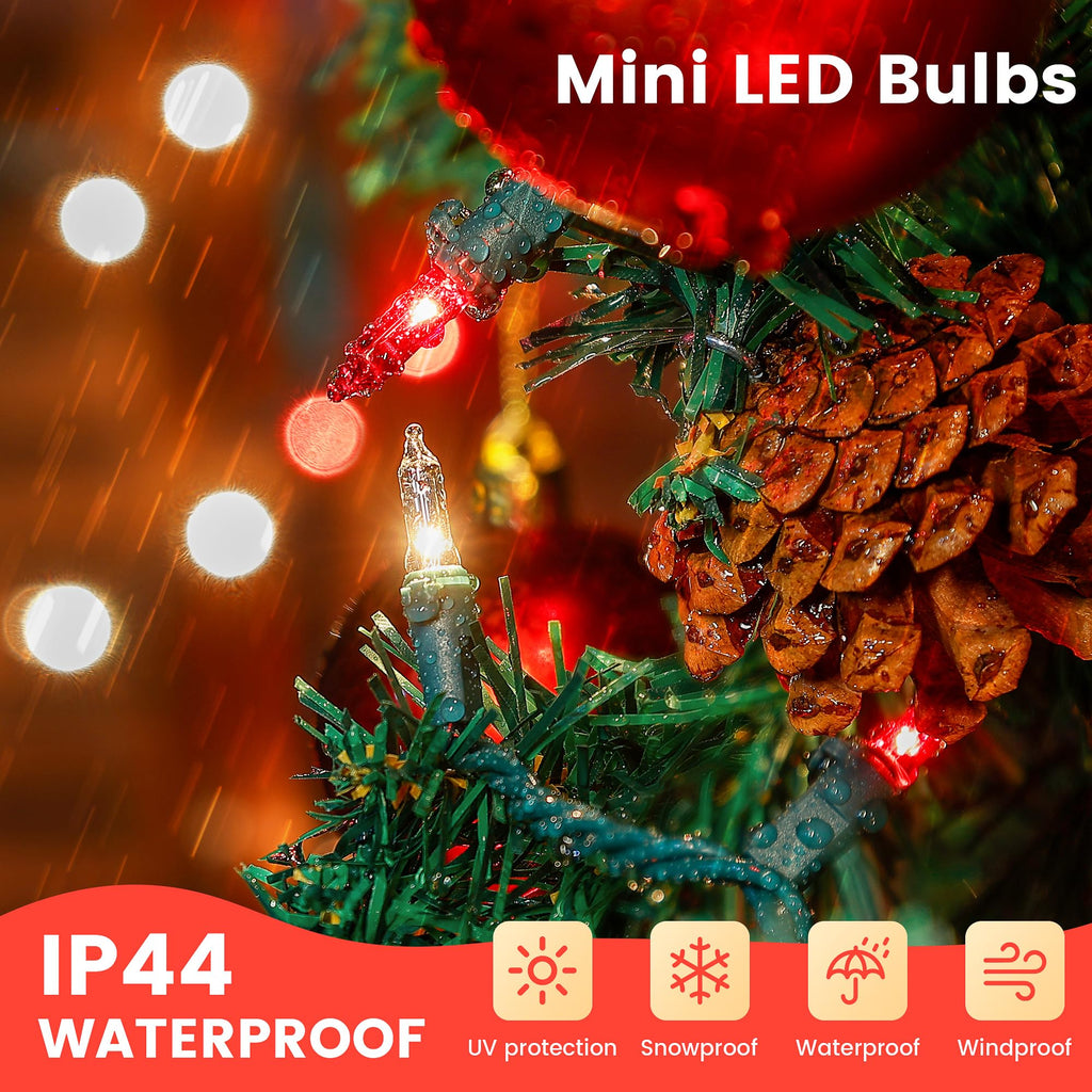 Christmas Lights Indoor Outdoor, 2PACK 13FT 50-count Lights Incandescent Mini valentine's day String Light, 120V Certified Green Wire Light for Xmas Tree, Patio, Holiday, Party, Home, Garden Decor,Red