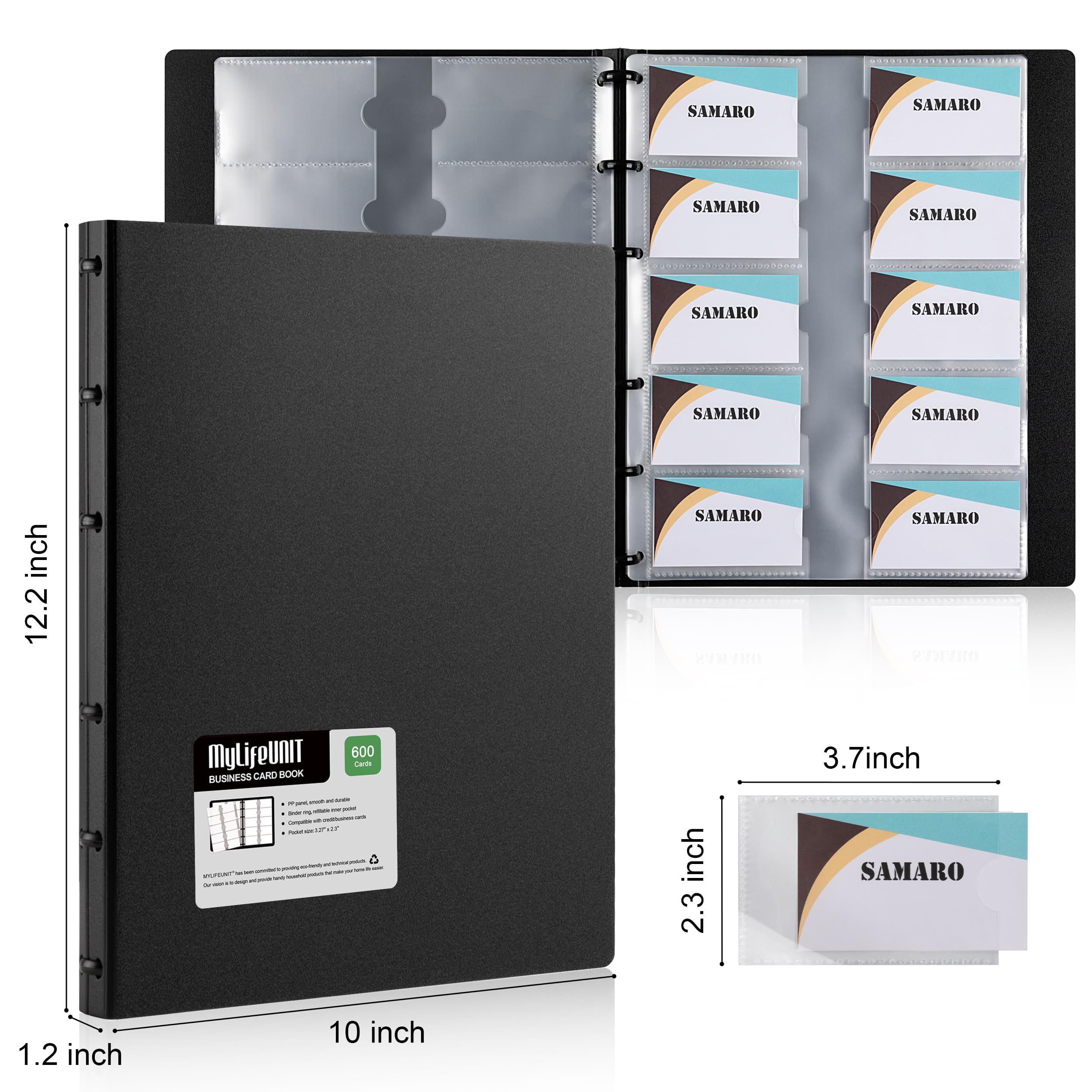 MyLifeUNIT Business Card Book, Name Card Holder Book with 600 Business Cards Capacity, Credit Card Book File Storage (Light Blue)
