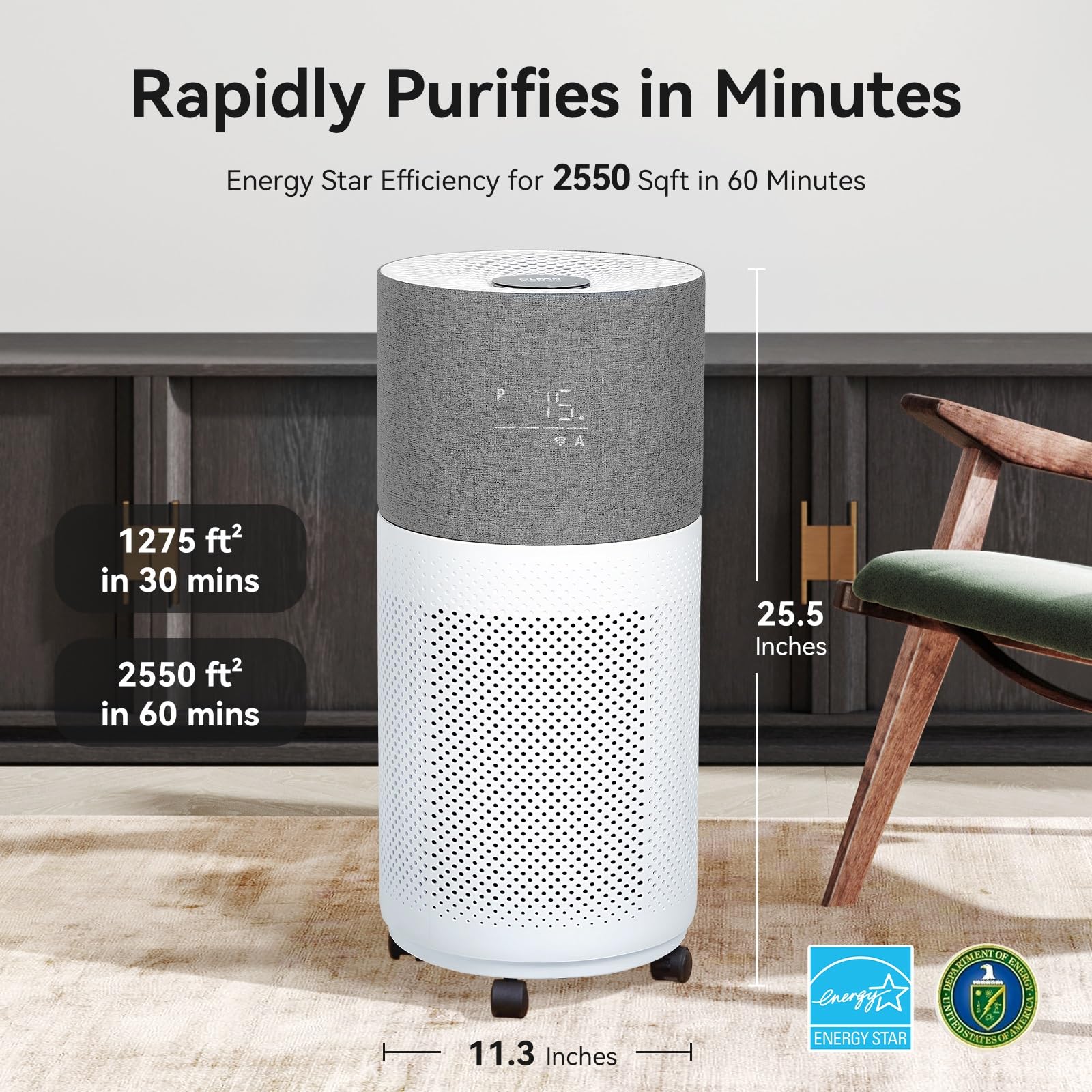 CleanForce Rainbow Cube | World’s First 4-in-1 Space-saving Air Purifier with Bluetooth Speaker, Wireless Charger & Aroma Diffuser | Swiss Tech，over 900ft² Coverage | Ultra-Quiet