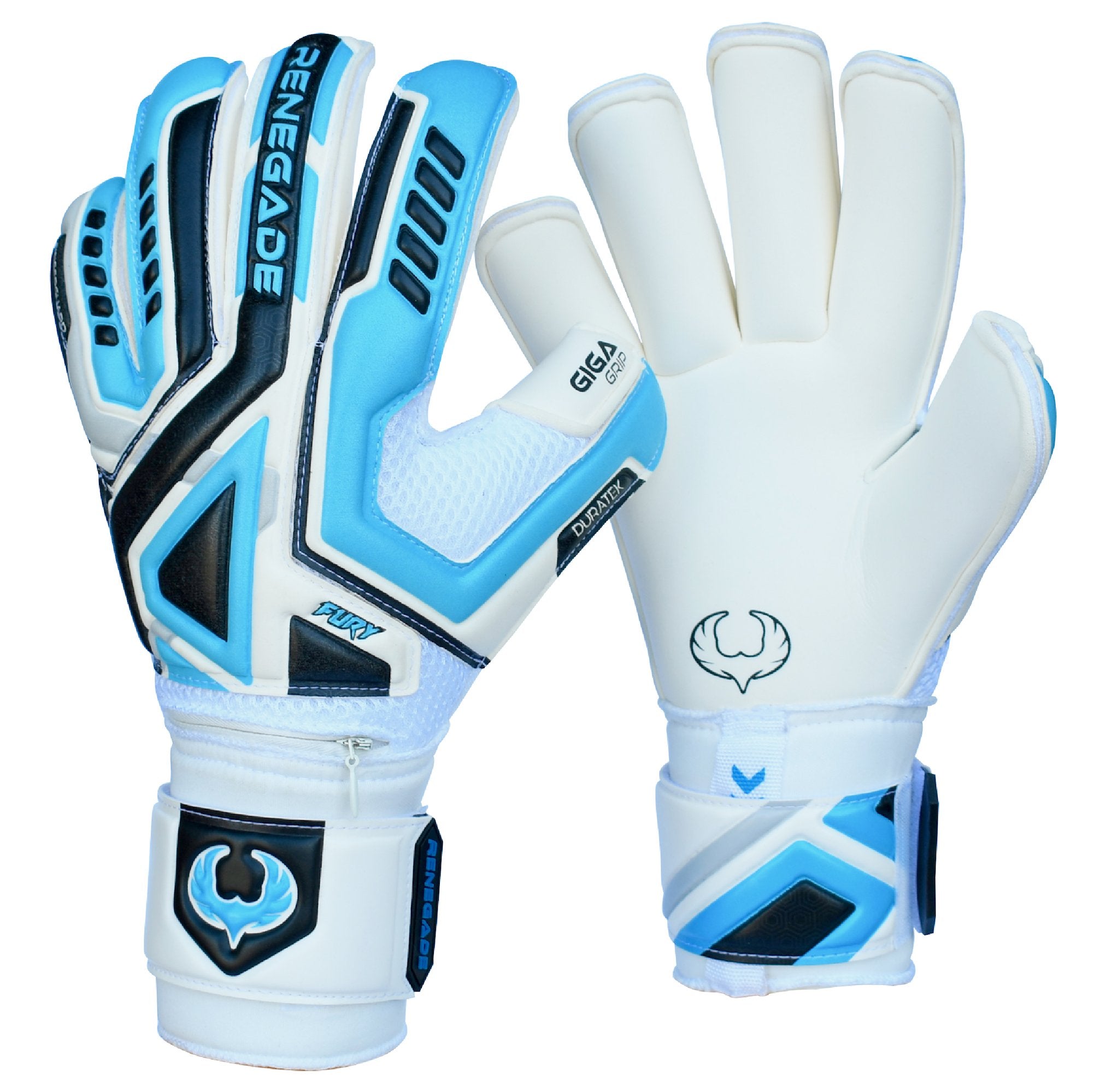 Renegade GK Fury Goalie Gloves with Microbe-Guard - Adult, Youth, Kids (Sizes 6-11) Pro-Tek Fingersaves & 4+3MM Giga Grip | High Performance Pro-Level Goalkeeper Glove | Based in USA