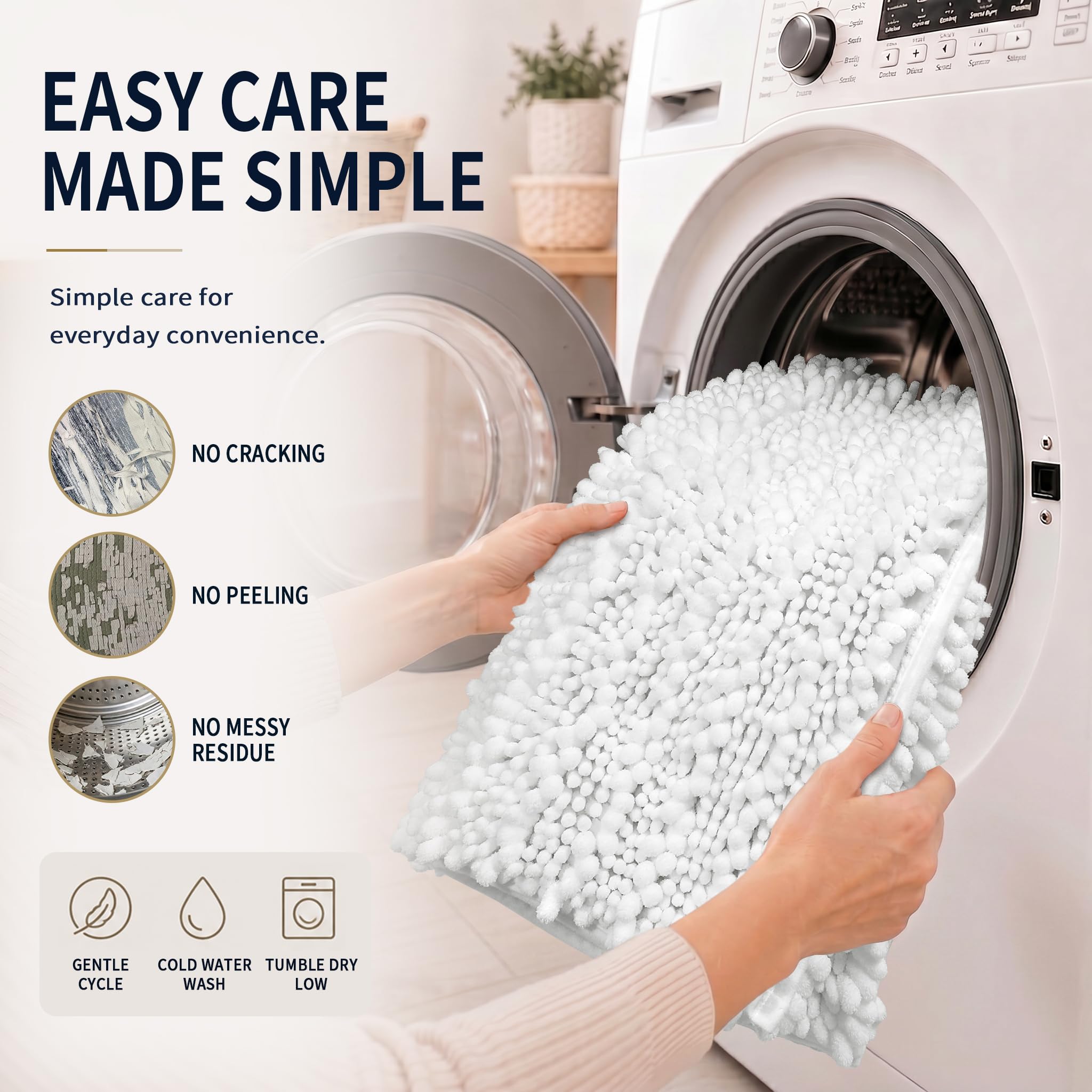 Yimobra Black Bathroom Rug Set 3 Piece - Super Absorbent Quick Dry Chenille Bath Mats & Toilet Rug, Non Slip Machine Washable, Extra Thick Shaggy Floor Mat for Shower Tub Sink