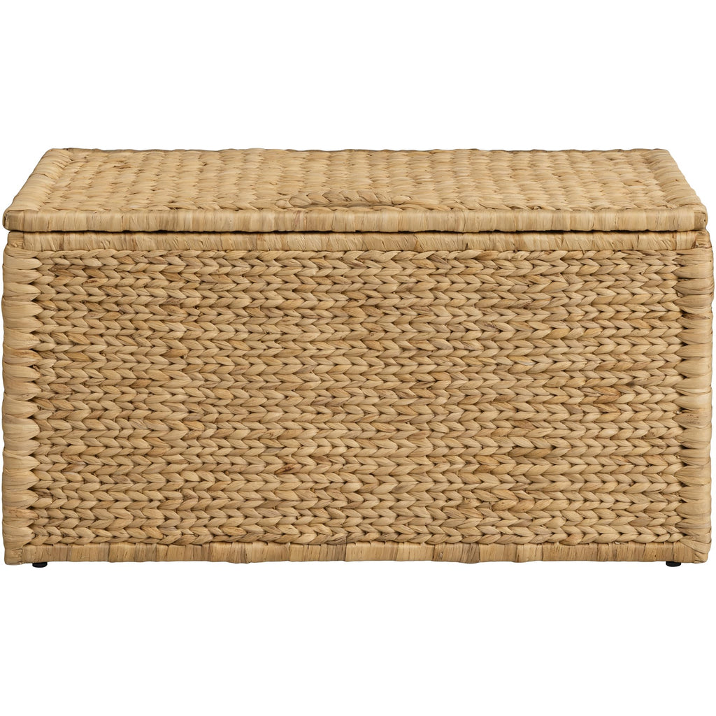 eHemco Heavy-duty Water Hyacinth Wicker Storage Trunk with Metal Frame, 30 by 17.5 by 17.5 Inches, Brown Wash