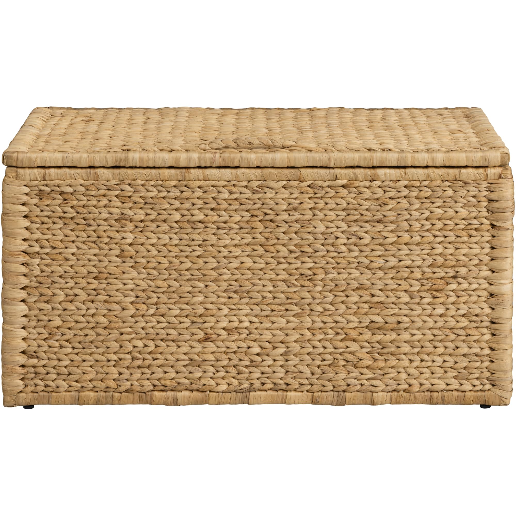 eHemco Heavy-duty Water Hyacinth Wicker Storage Trunk with Metal Frame, 30 by 17.5 by 17.5 Inches, Brown Wash