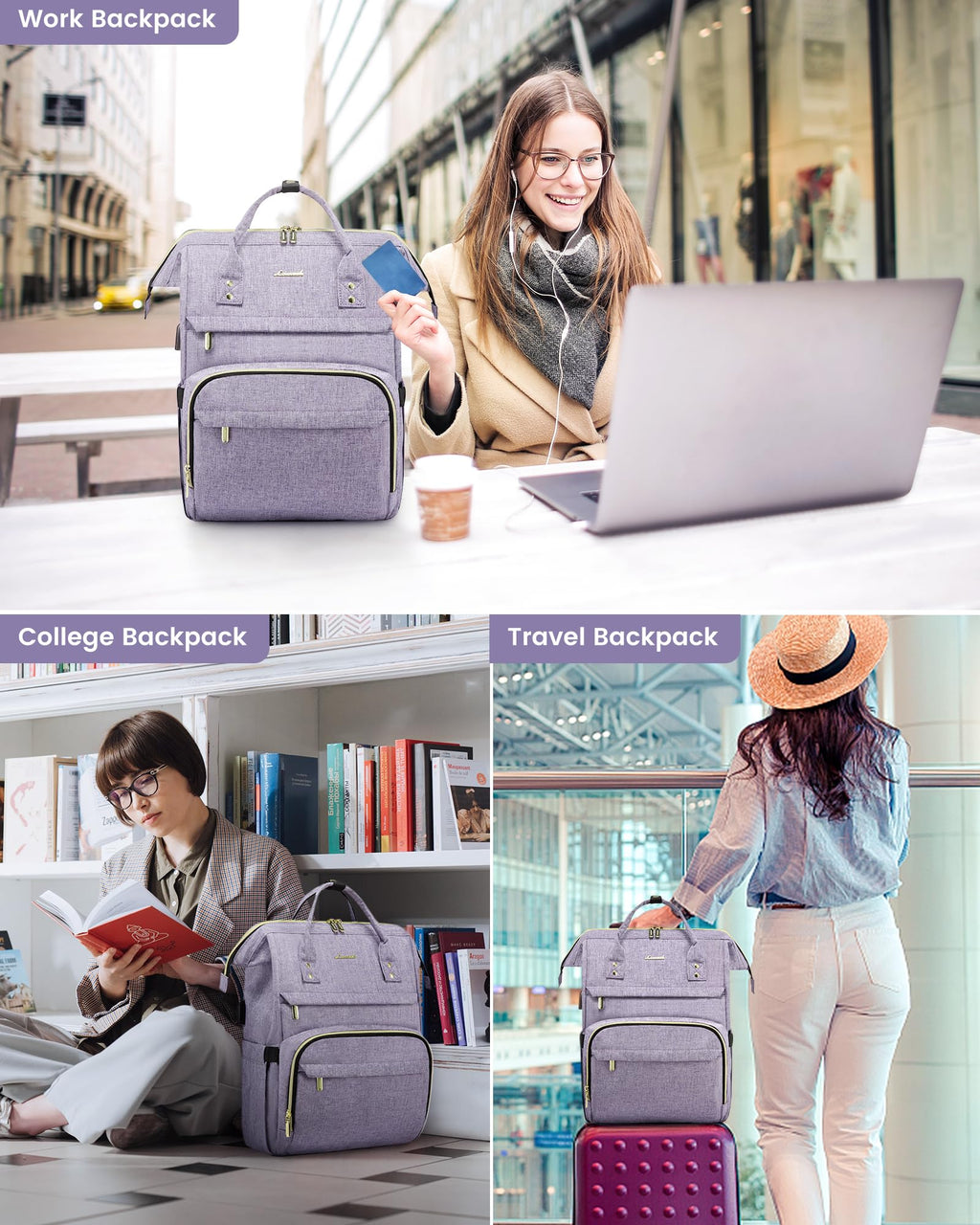 LOVEVOOK Laptop Backpack for Women with Giant Tumbler Holder Pocket, 15.6 Inch Work Daypack for Teacher Nurse, Computer College Bookbag Purse, Waterproof Travel Back Pack with USB Charging Port
