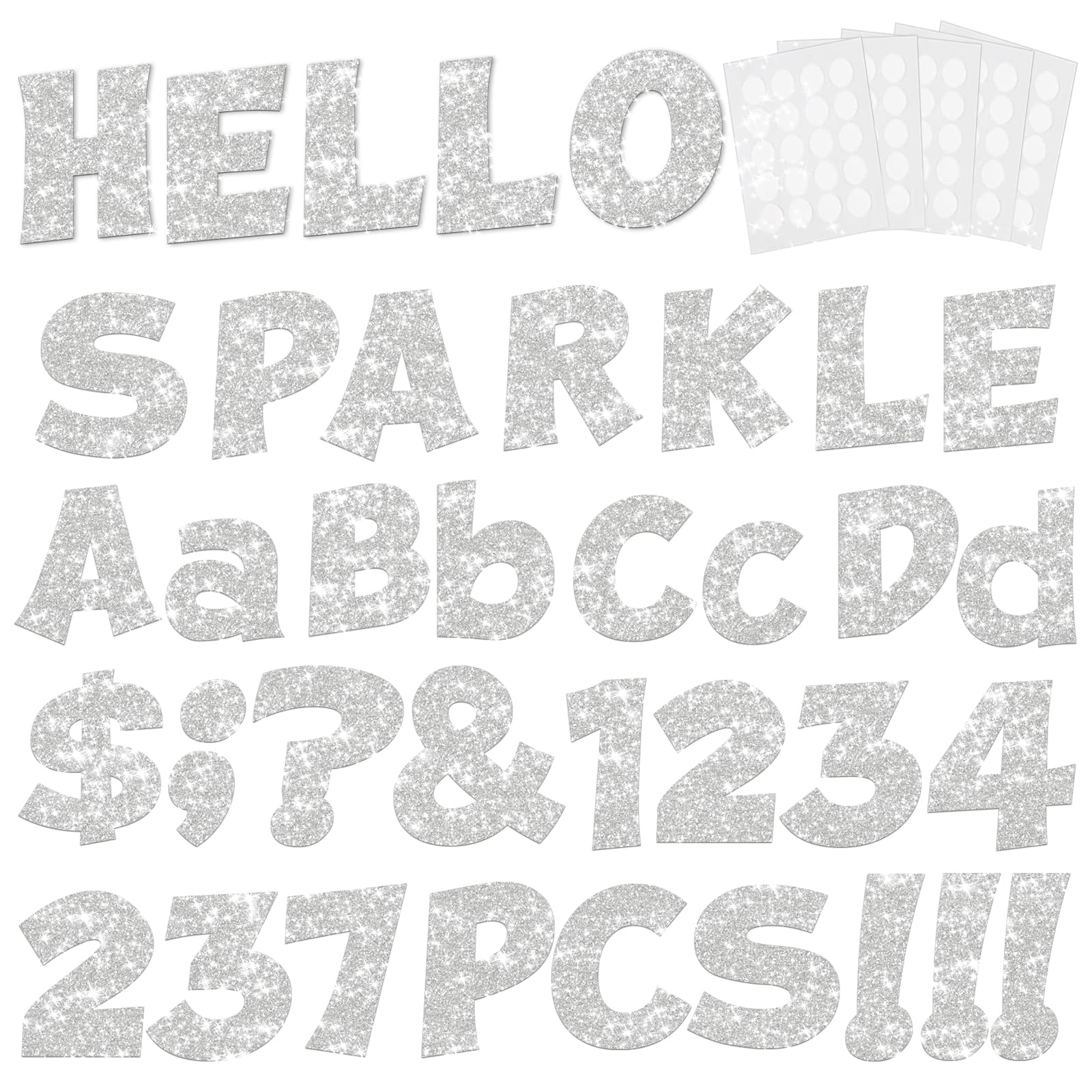 237 Pcs Glitter Bulletin Board Letters, Numbers and Punctuation, Poster Board Letters Alphabet Cut Out Cardboard Letters Accessories for Classroom Display Decorating Supplies 4inch (Black)