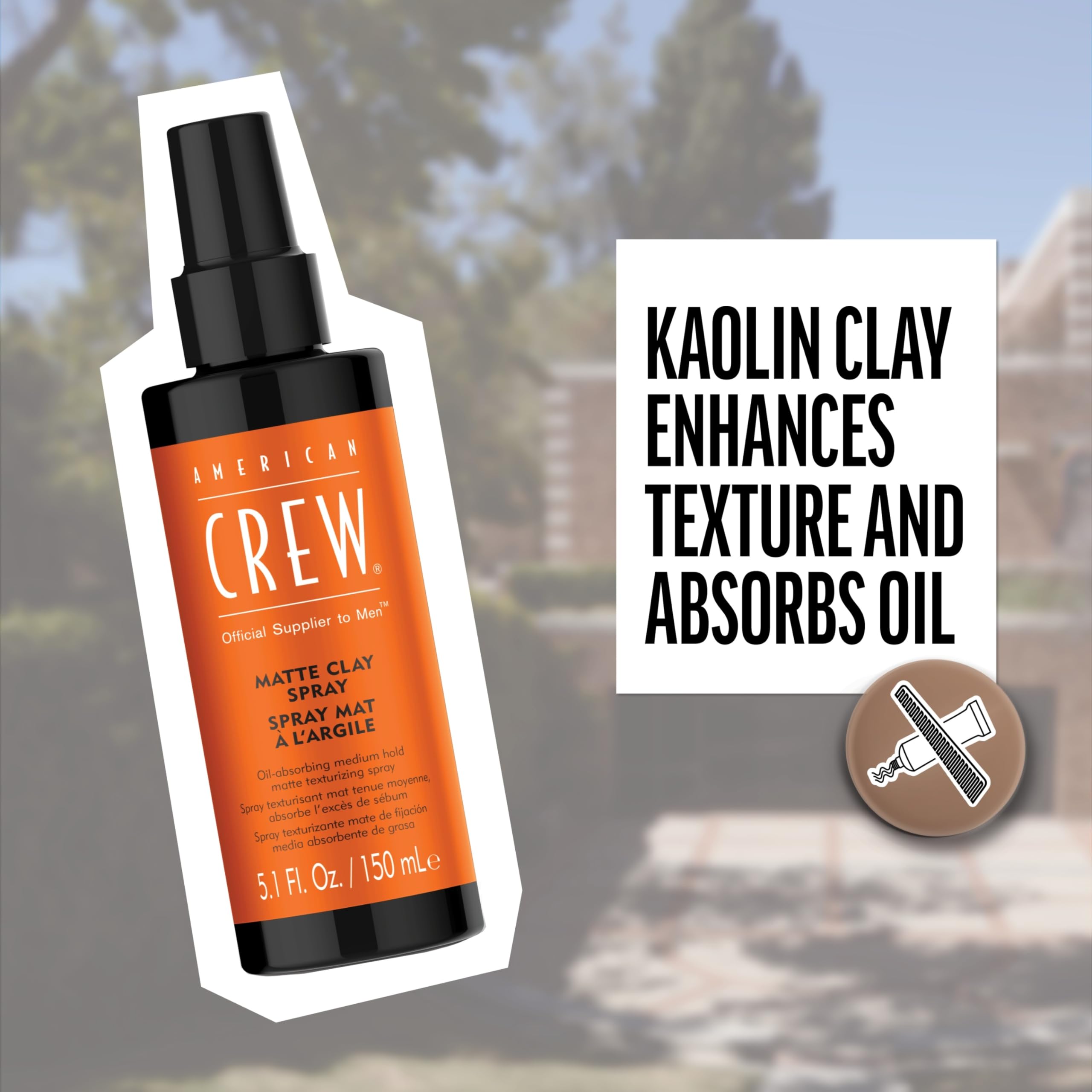 American Crew Matte Clay Spray For Men, Texturizing Spray with Matte Finish, Adds Texture, Volume & Thickness, 5.1 oz