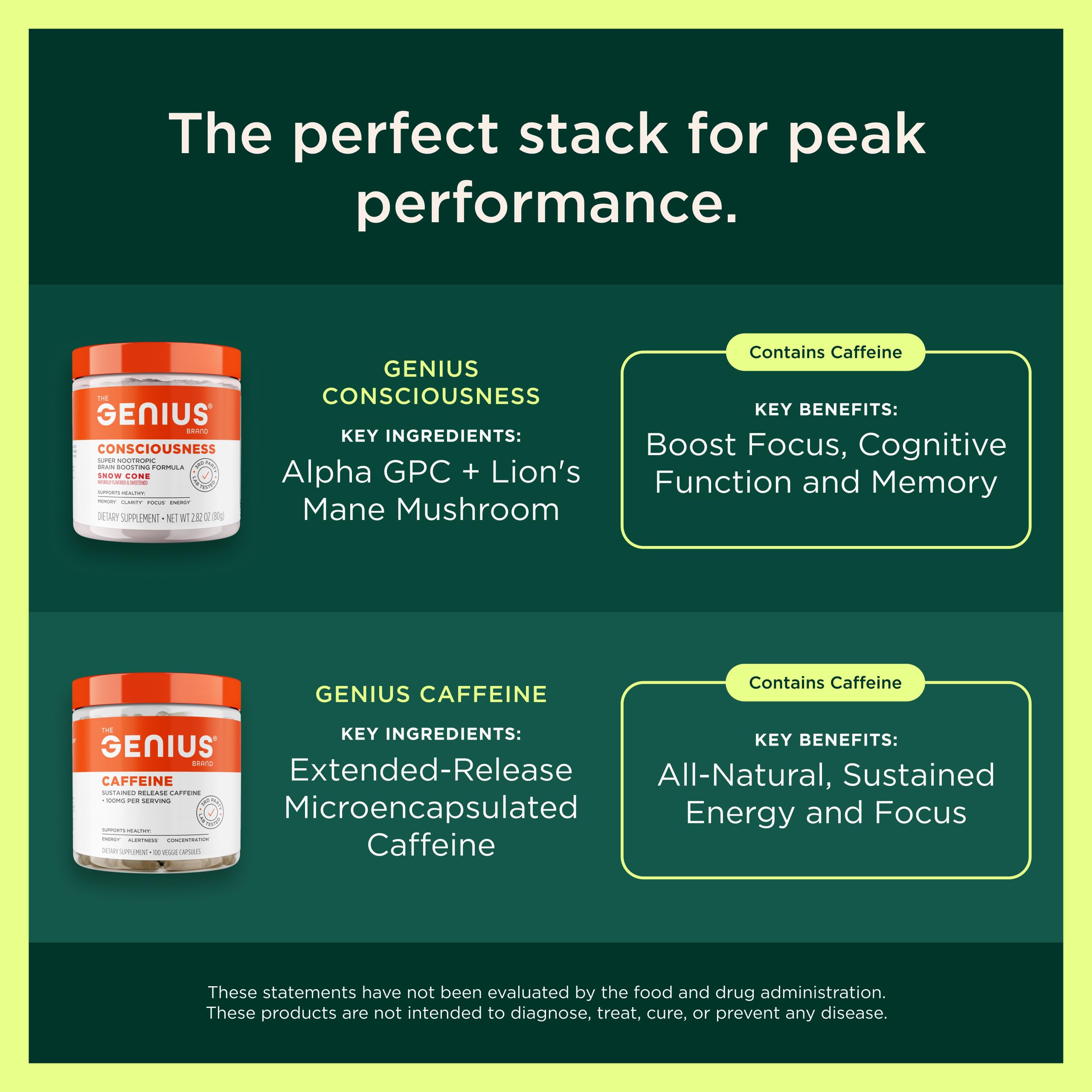 The Genius Brand Genius Mushrooms - Plant-Based Supplement for Immune, Focus & Energy Support - Lion's Mane, Cordyceps & Reishi - Organic & Non-GMO - 90 Veggie Capsules