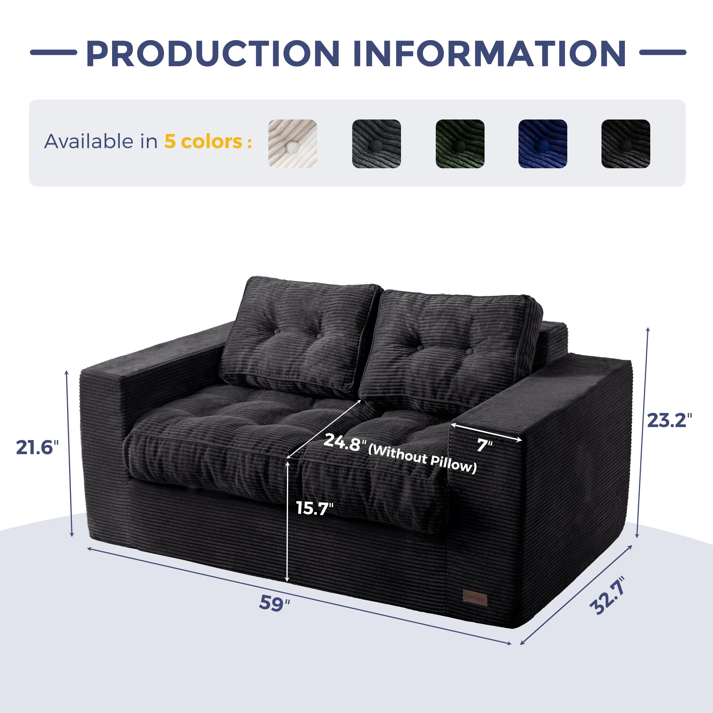 MAXYOYO 3 Seater Sofa Couch for Living Room, Tufted Boneless Couch Sofa Couch, Comfy Bubbled Bean Bag Chair for Apartment, No Assembly Needed, Beige