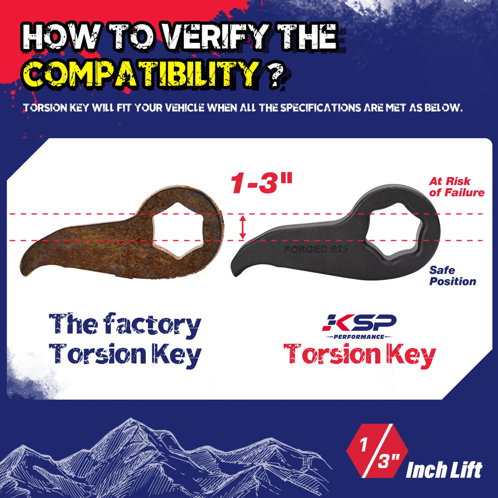 KSP 1-3" Torsion Bar Key For Silverado Sierra 1500, Adjustable Forged Torsion Lift Kits Fit K1500 K2500 K3500 Tahoe Yukon Suburban,Steel Suspension Level Kit Compatible With Chevy GMC 6 Lug Truck SUV