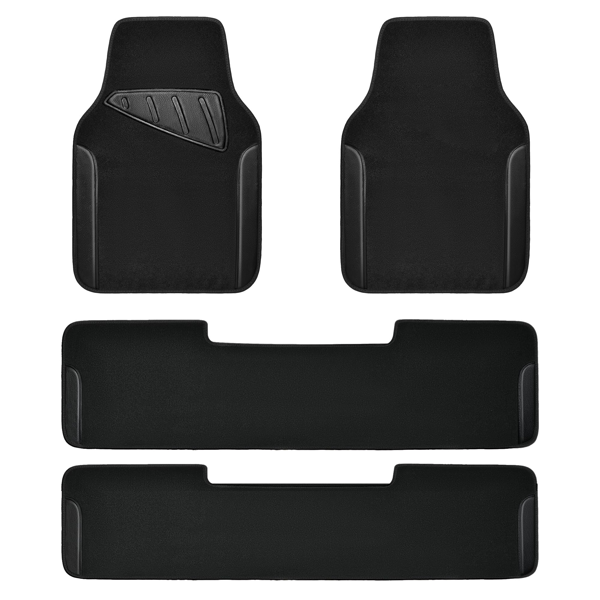 CAR PASS Beige Leather & Waterproof Car Carpet Floor Mats, Universal Car Mats Fit for SUV,Vans,sedans, Trucks,Set of 4pcs Car Carpet with Anti-Slip nibbs Driver Heel Pad (All Beige)