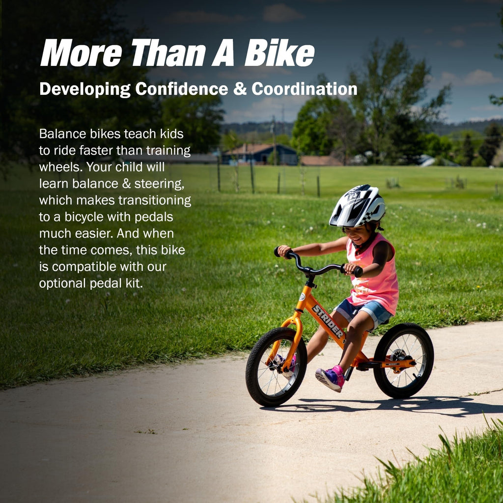 Strider 14x Classic, Balance Bike for Kids 3 to 6 Years - Includes Kid Sized Grips, Padded Seat, Performance Footrest, All-Purpose Tires-Easy Assembly, Tool-Free Adjustments