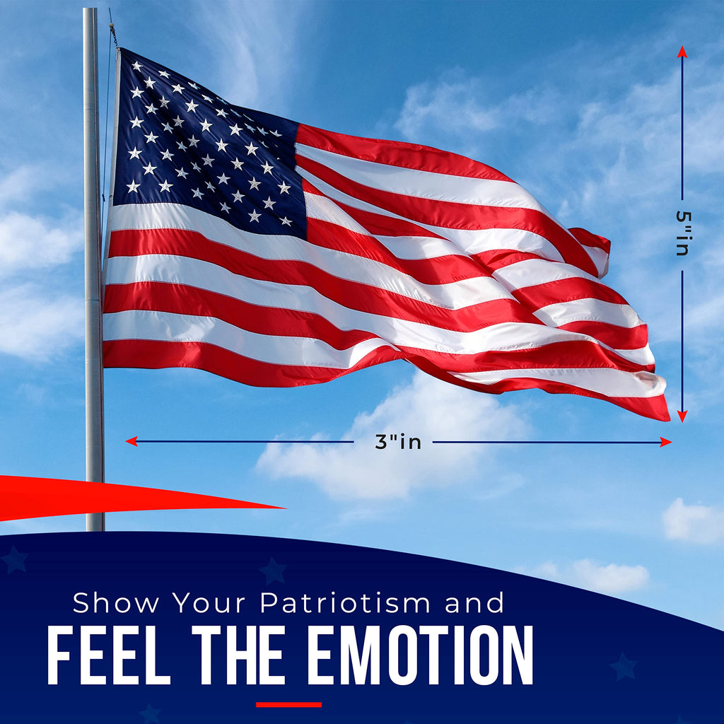 2X3 American Flag for Outside | American Flag Made in USA Heavy Duty American Flags for Outside 2X3 with Embroidered Stars and Sewn Stripes - All Weather US