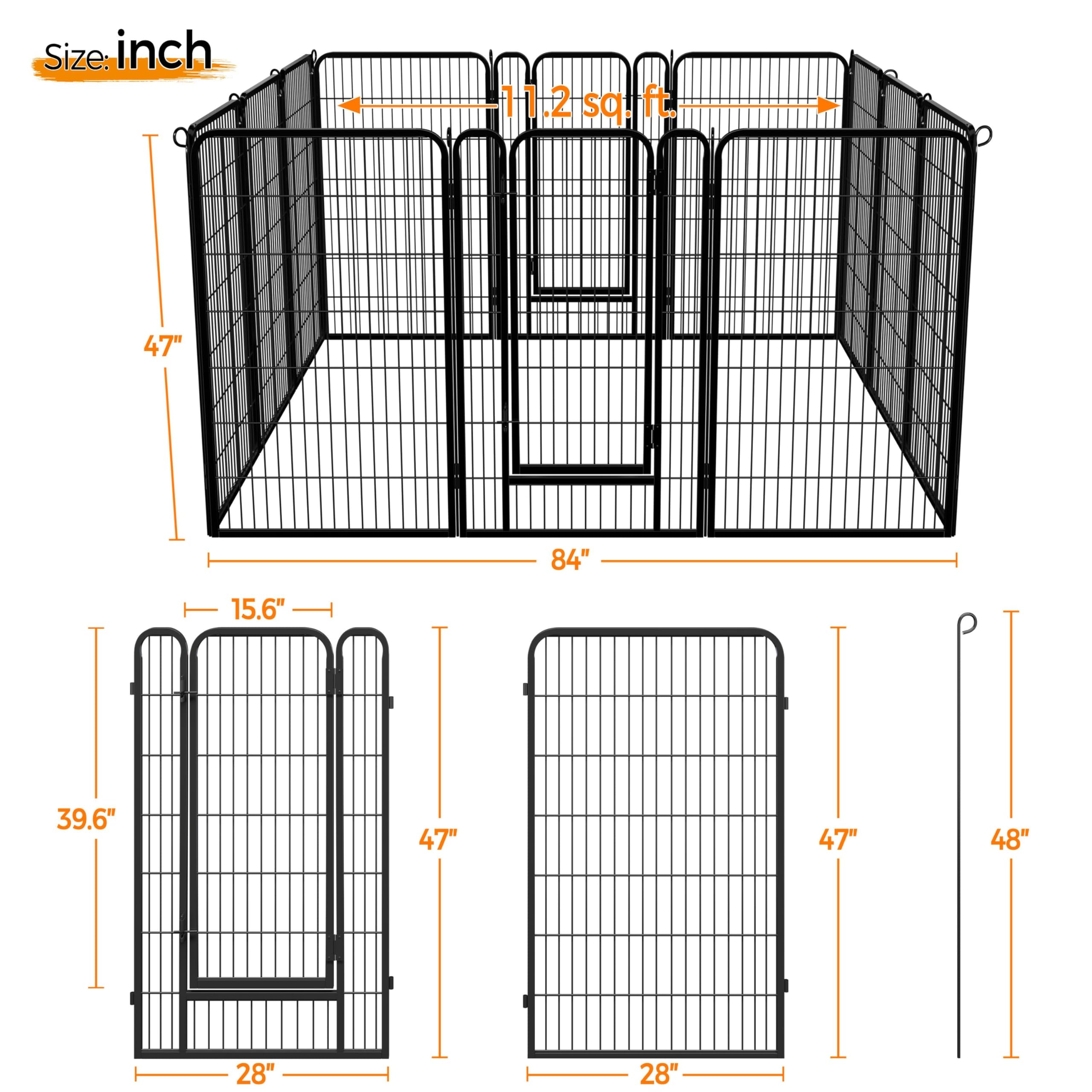 Yaheetech Dog Playpen, 24 inch 2 Panels Dog Pen for Indoor Heavy Duty Puppy Exercise Pen Metal Pet Fence for RV Camping/Yard/Garden
