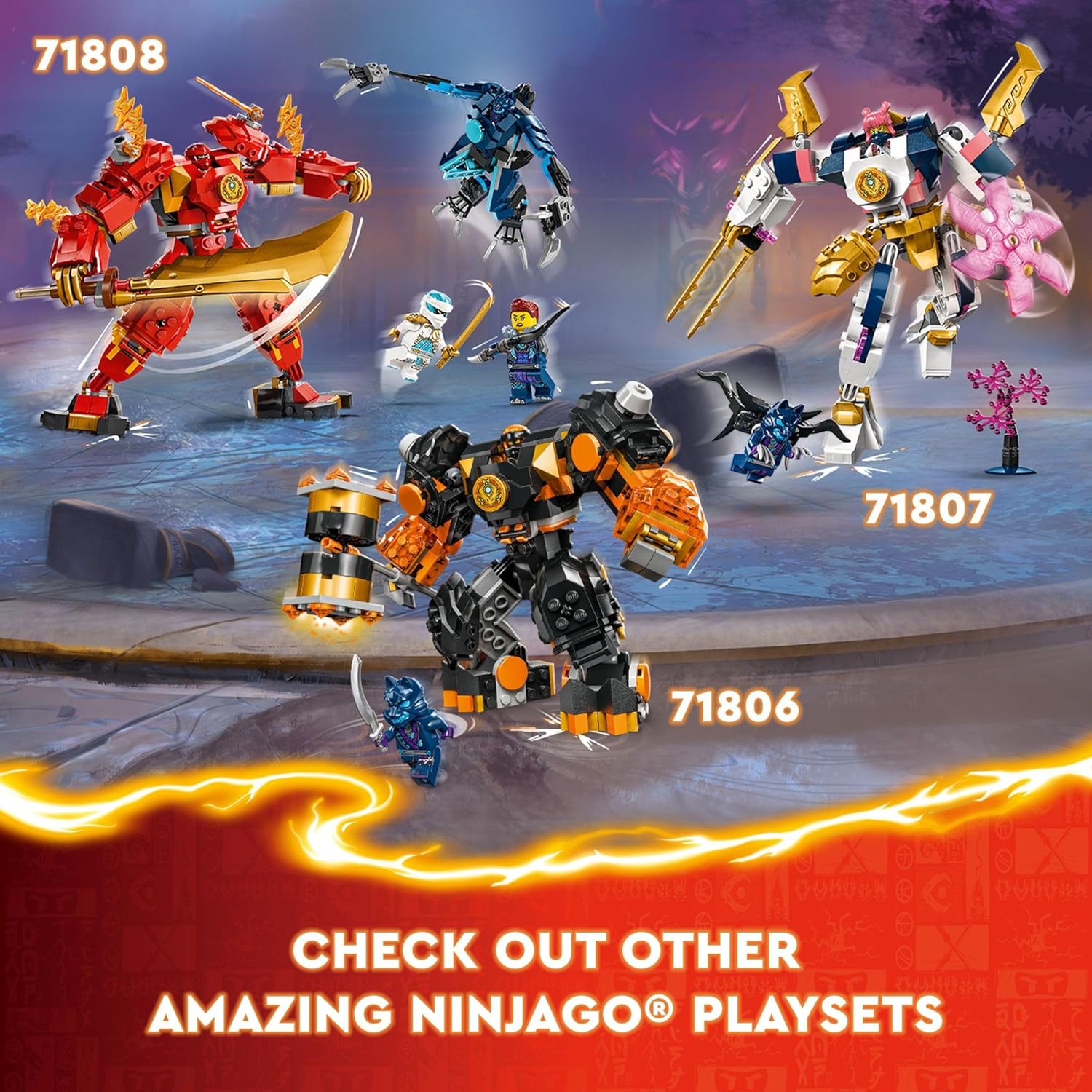 LEGO NINJAGO Sora’s Elemental Tech Mech Mini Ninja Toy, Customizable Figure, Adventure Toy Set for Kids with Sora Minifigure, Ninja Action Figure Gift for Boys and Girls Ages 7 and Up, 71807 | 71807, Customizable Figure, Sora Minifigure Included, Adventur