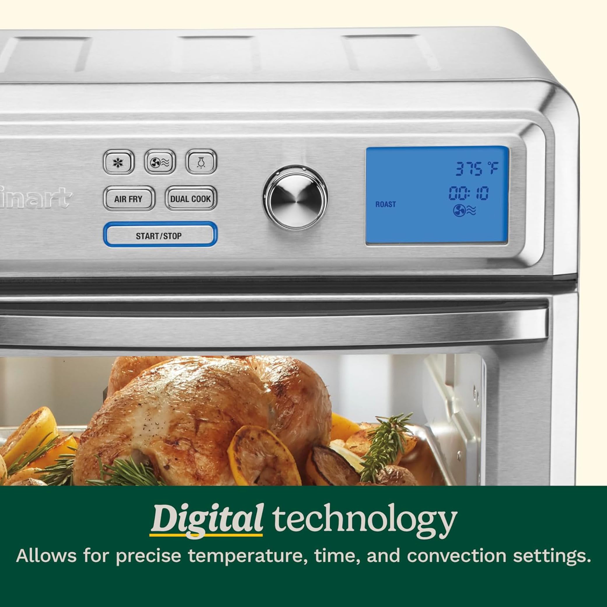 Cuisinart Air Fryer + Convection Toaster Oven, 8-1 Oven with Bake, Grill, Broil & Warm Options, Stainless Steel (TOA-70C)