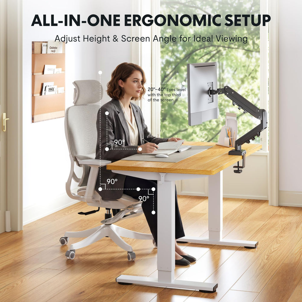 FLEXISPOT EN2 Whole-Piece Standing Desk with Clamp Power Strip, 40 x 24'' Electric Stand Up Height Adjustable Desk with Cable Management (Black Frame + 40" Black Top)
