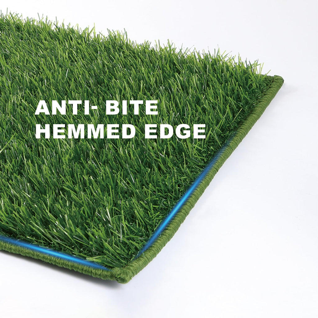 HQ4US 4LEGS Artificial Grass, Dog Pee Grass Pads for Dogs Potty, 2PCS Odor Free Fake Grass for Dogs Small 22" x 14" with Countless Drainage Holes, Dog Potty Grass Hemmed Edge Realistic