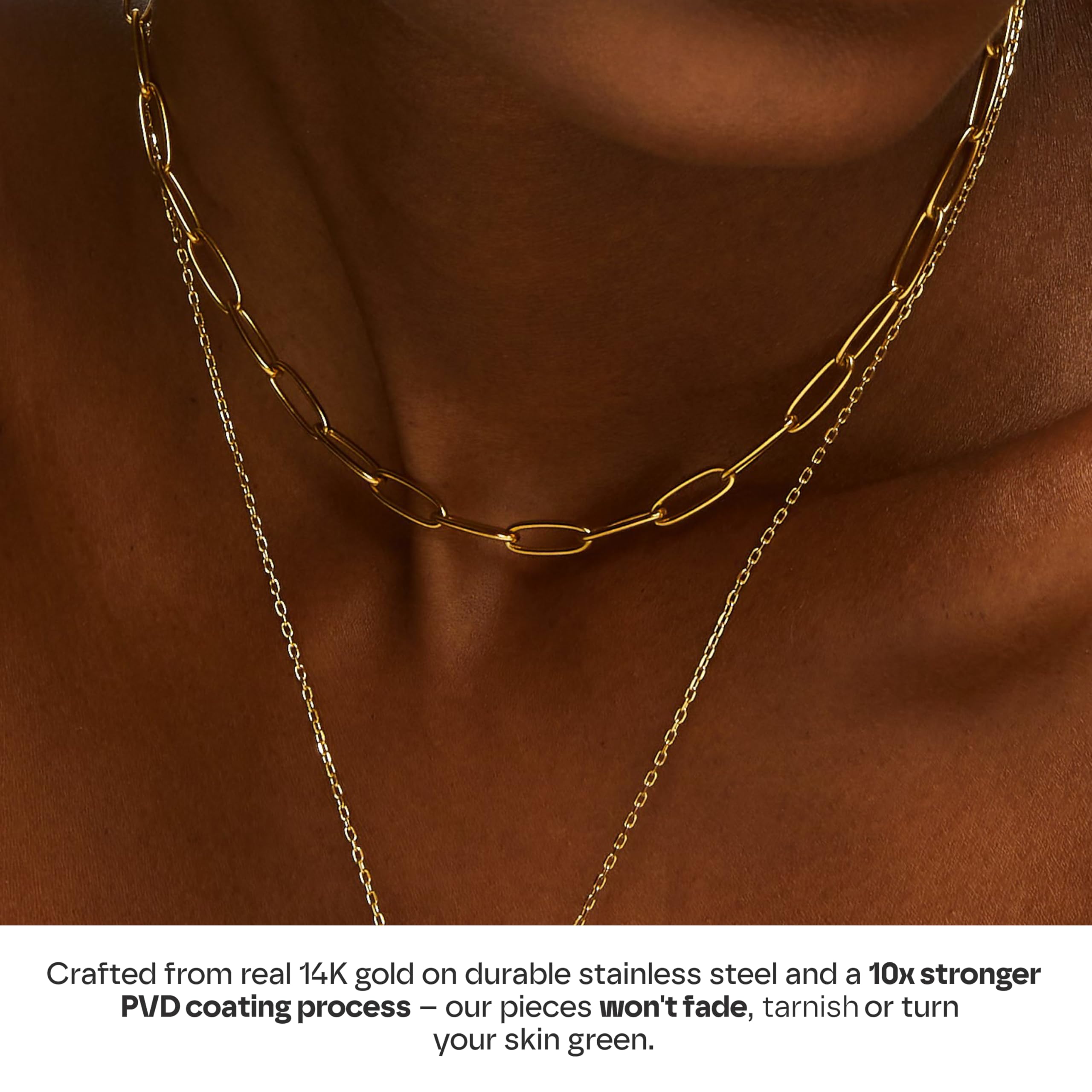 Hey Harper Gold Necklace For Women Trendy Necklace - 14K Golden PVD Coating Waterproof & Sweatproof Non Tarnish Jewelry Chain Necklaces