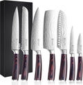 PAUDIN Chef Knife Set, 7 Pieces Kitchen Knife Set, High Carbon Stainless Steel, Ultra Sharp Knife Set, Professional Knives Set for Kitchen with Pakkawood Handle