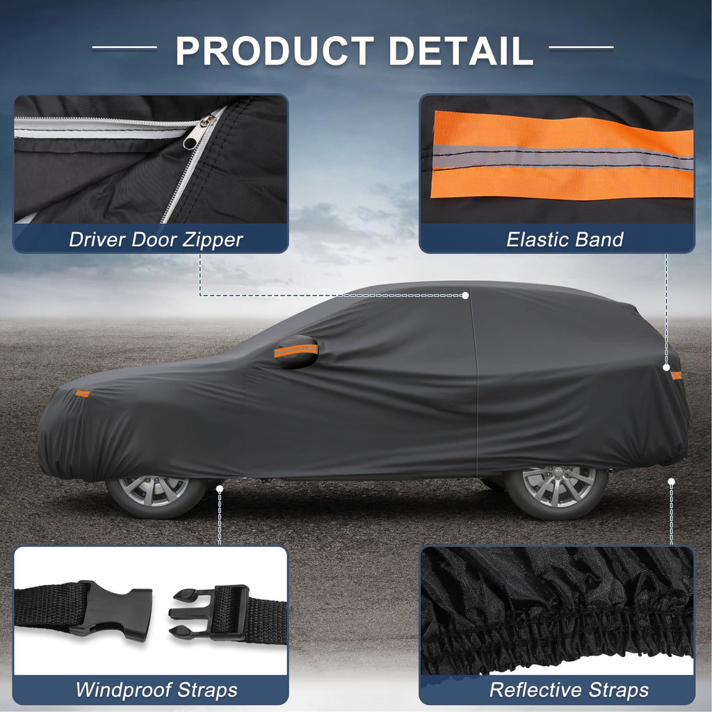 X AUTOHAUX Car Cover for Mini Cooper 2DR 2002-2021 210D-PU Outdoor Full Car Cover All Weather with Door Zipper