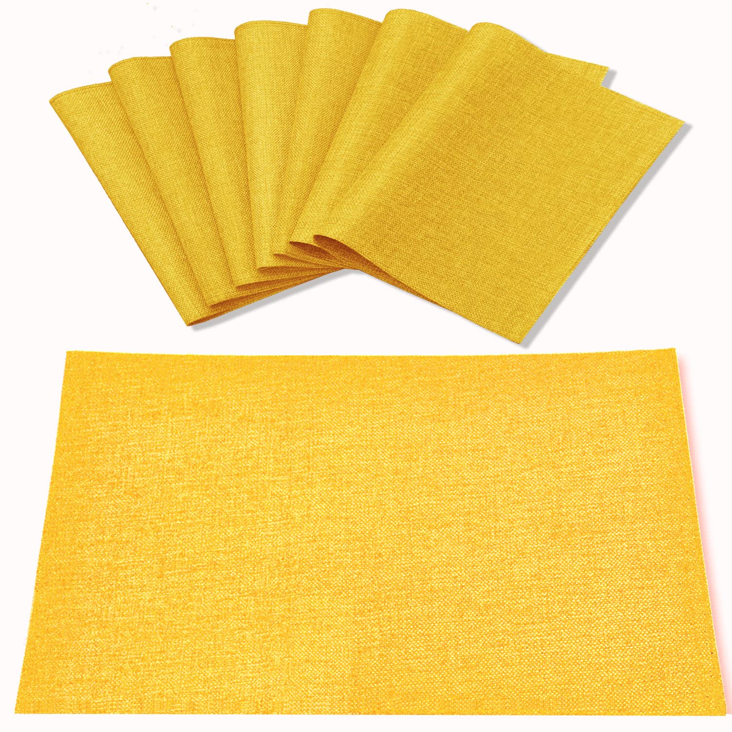 Cloth Placemats Set of 8, Linen Type Fabric Placemats Machine Washable Heat Resistant Placemats Wrinkle Free Thick Polyester Kitchen Place Mats for Dining Table (Beige)