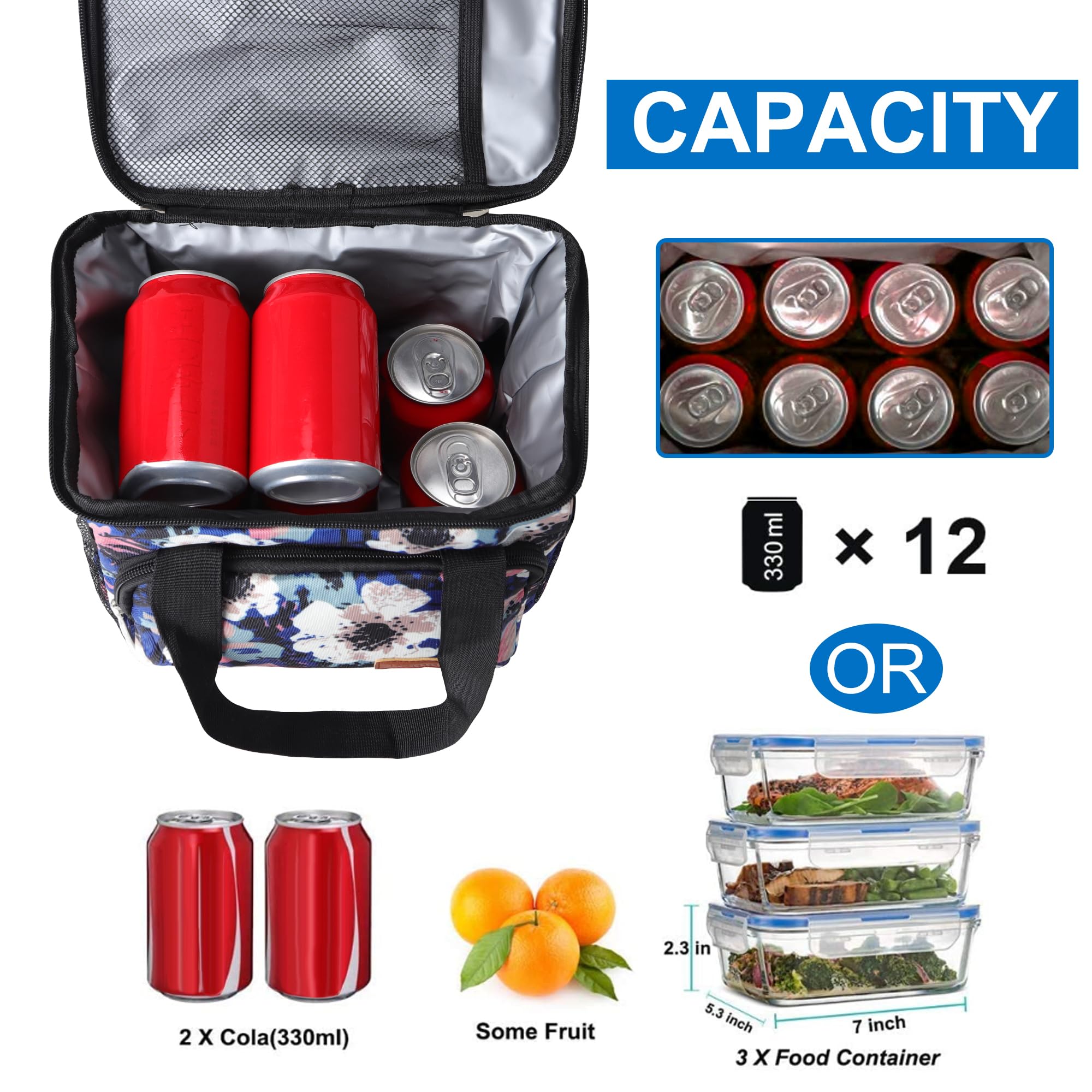 Femuar Lunch Bags for Women/Men, Insulated Lunch Bag for Work Office Picnic - Large Lunch Cooler Bag Leakproof Lunch Box with Adjustable Shoulder Strap for Adults - Grey (15L)