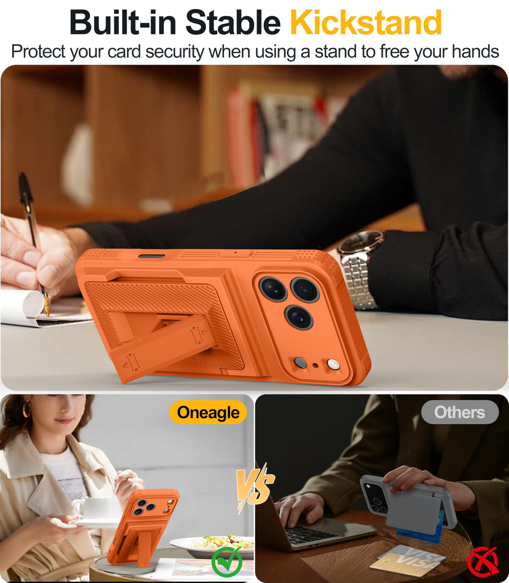 Oneagle Wallet for iPhone 16 Pro Max Case with Card Holder (4-5 Cards) [RFID Blocking] [Privacy Screen Protector] Full Camera Protection & Kickstand, 15FT Shockproof Phone Case for iPhone 16 Pro Max