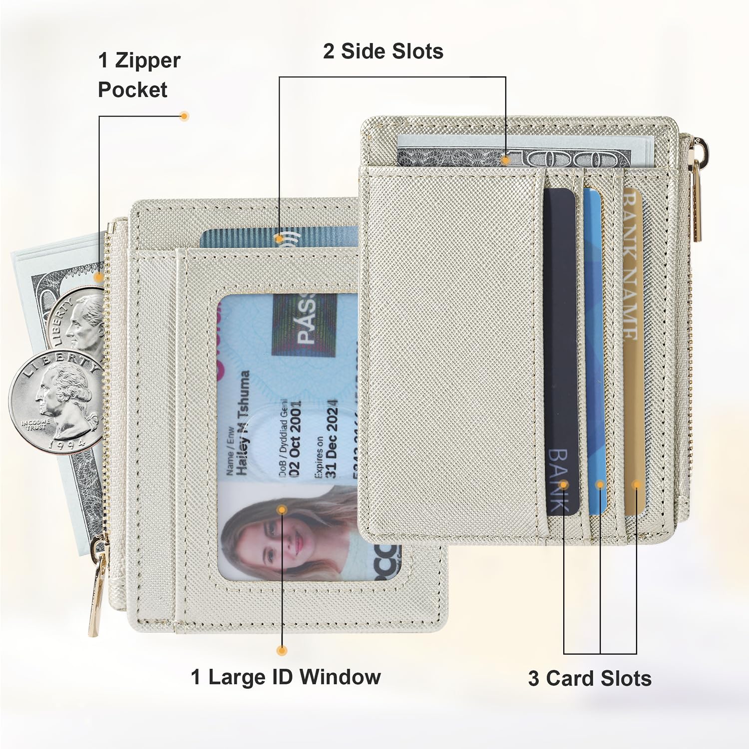 Sodsay Card Case Slim Front Pocket Wallet for Women Credit Card Holder with Keychain | Slim, Credit Card Holder, Front Pocket, with Keychain | Slim