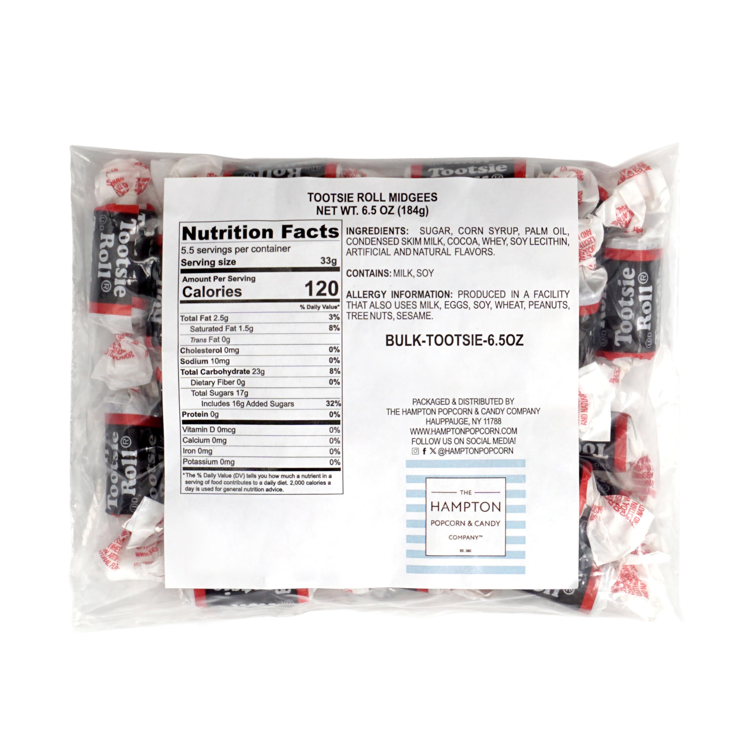 TootsieMidgees & Large Mix, 2lb Bulk Bag, Mini & Large Chocolate Bars, Individually Wrapped Bulk Candy, The Hampton Popcorn & Candy Company