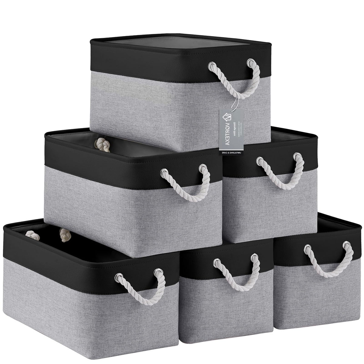 Storage Baskets for Shelves 11.8x7.9x5.2 Inch, Foldable Fabric Storage Bins with Handles, Small Storage Baskets for Organizing Closet, Office, Home Organization (1-Pack, Gray)