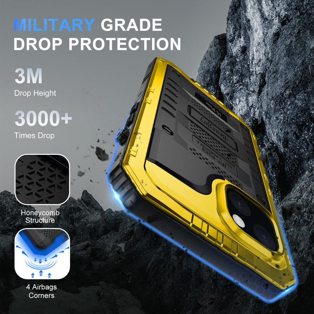 Beasyjoy for iPhone SE 2022/2020/ 8/7 Metal Case, Waterproof Heavy Duty Case with Screen Protector, Full Body Protection Military Grade Shockproof Defender Durable Sturdy Rugged Aluminum Cover, Black