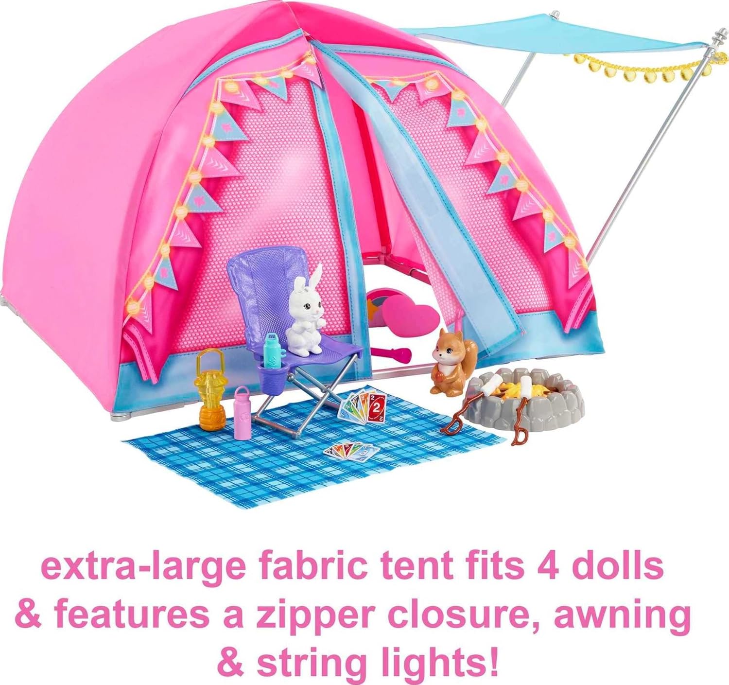 Barbie It Takes Two Camping Playset with Tent, 2 Barbie Dolls & 20 Pieces Including Animals, Telescope & Accessories, Toy for 3 Year Olds & Up (Amazon Exclusive)